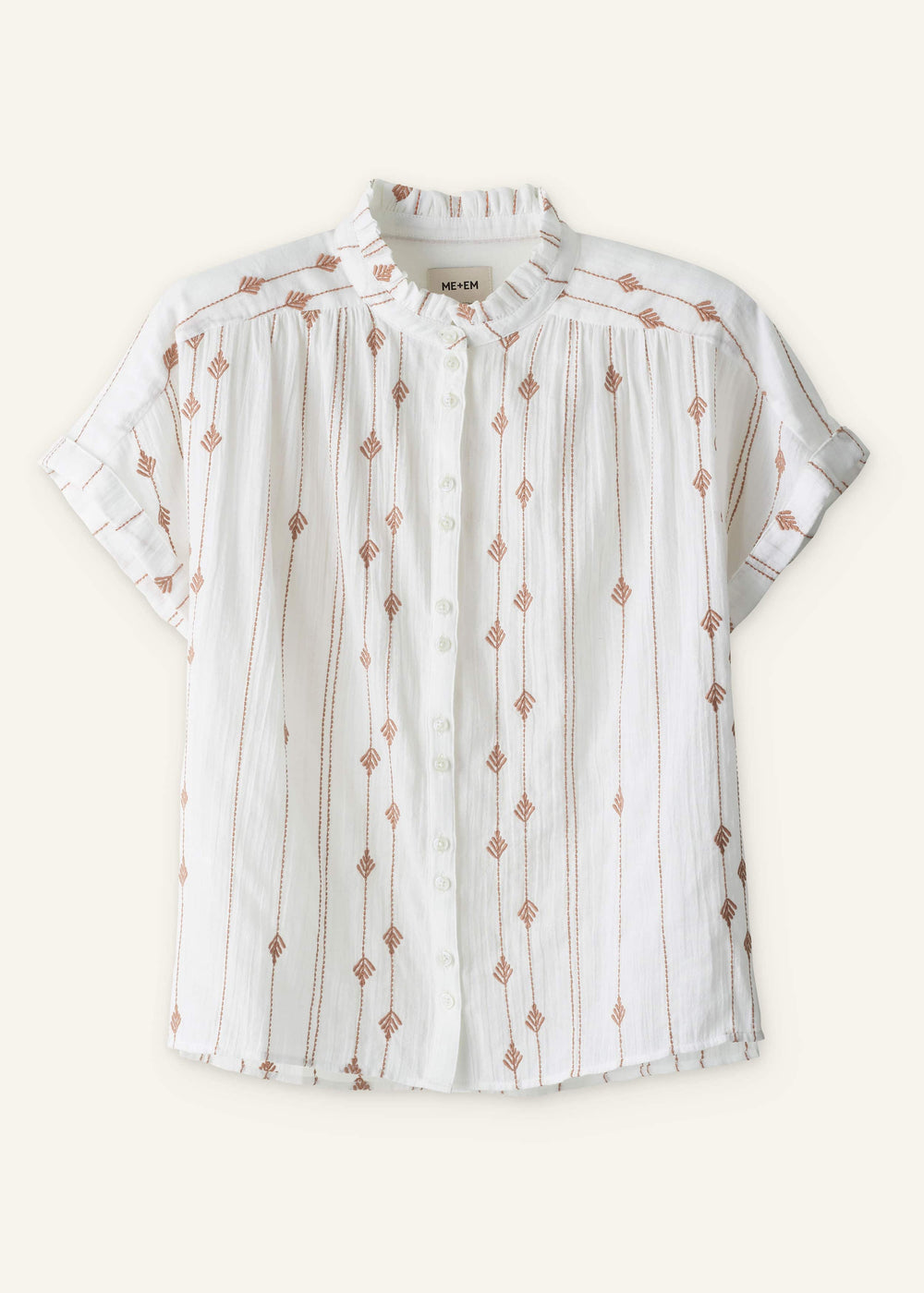 White Turn-Up Cuff Blouse meandem