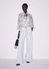Cream Silk Balloon Sleeve Blouse meandem
