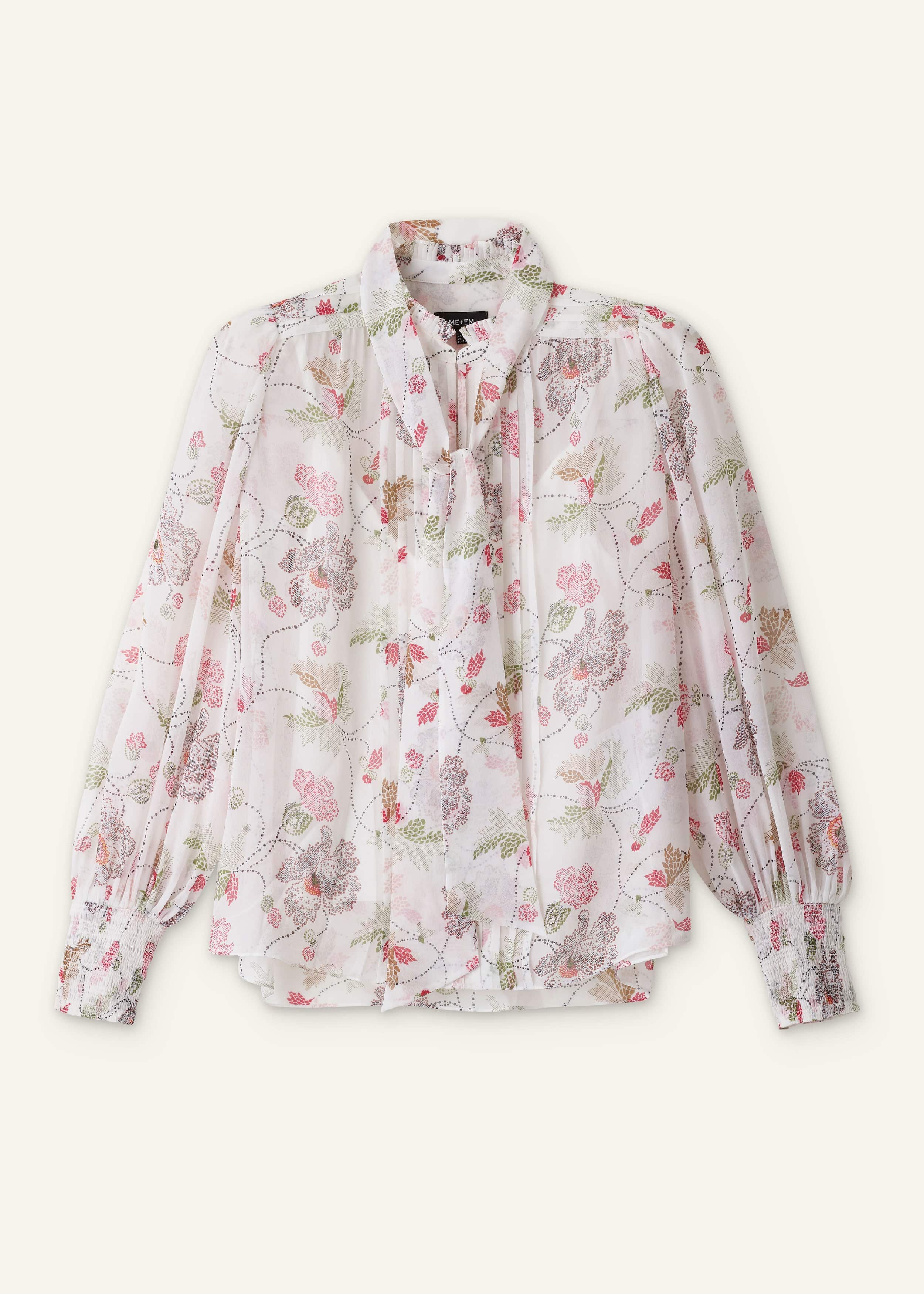 Cream Silk Balloon Sleeve Blouse meandem