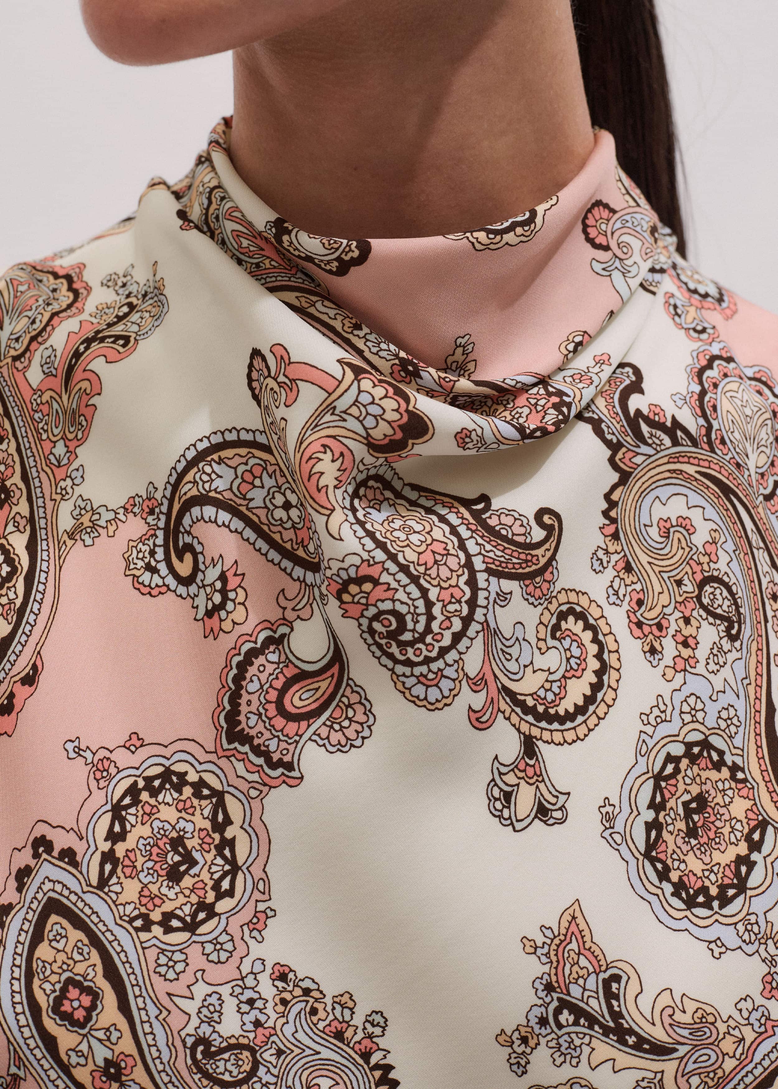 Pink Silk Draped Neck Top meandem