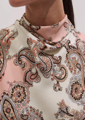 Pink Silk Draped Neck Top meandem