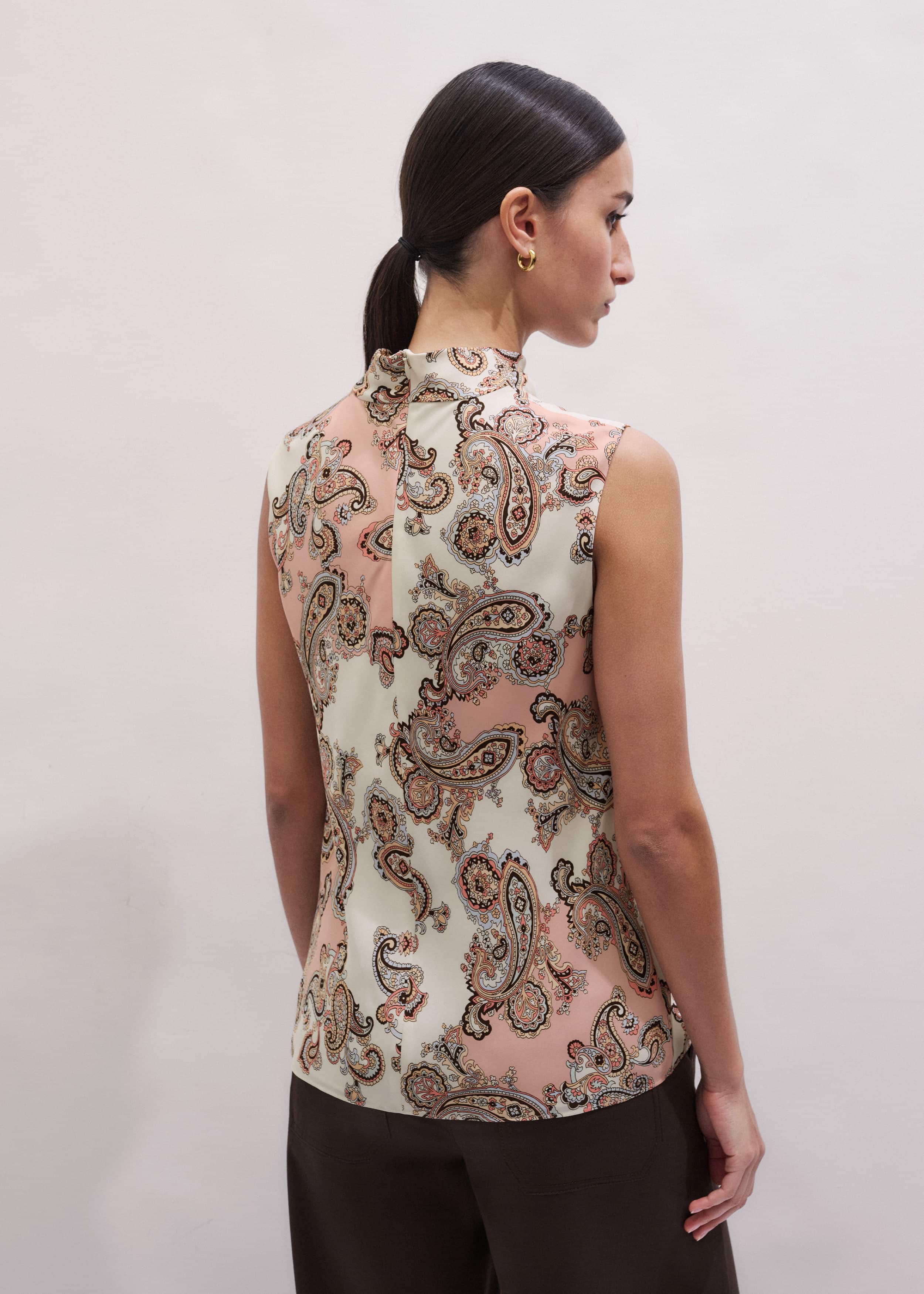 Pink Silk Draped Neck Top meandem