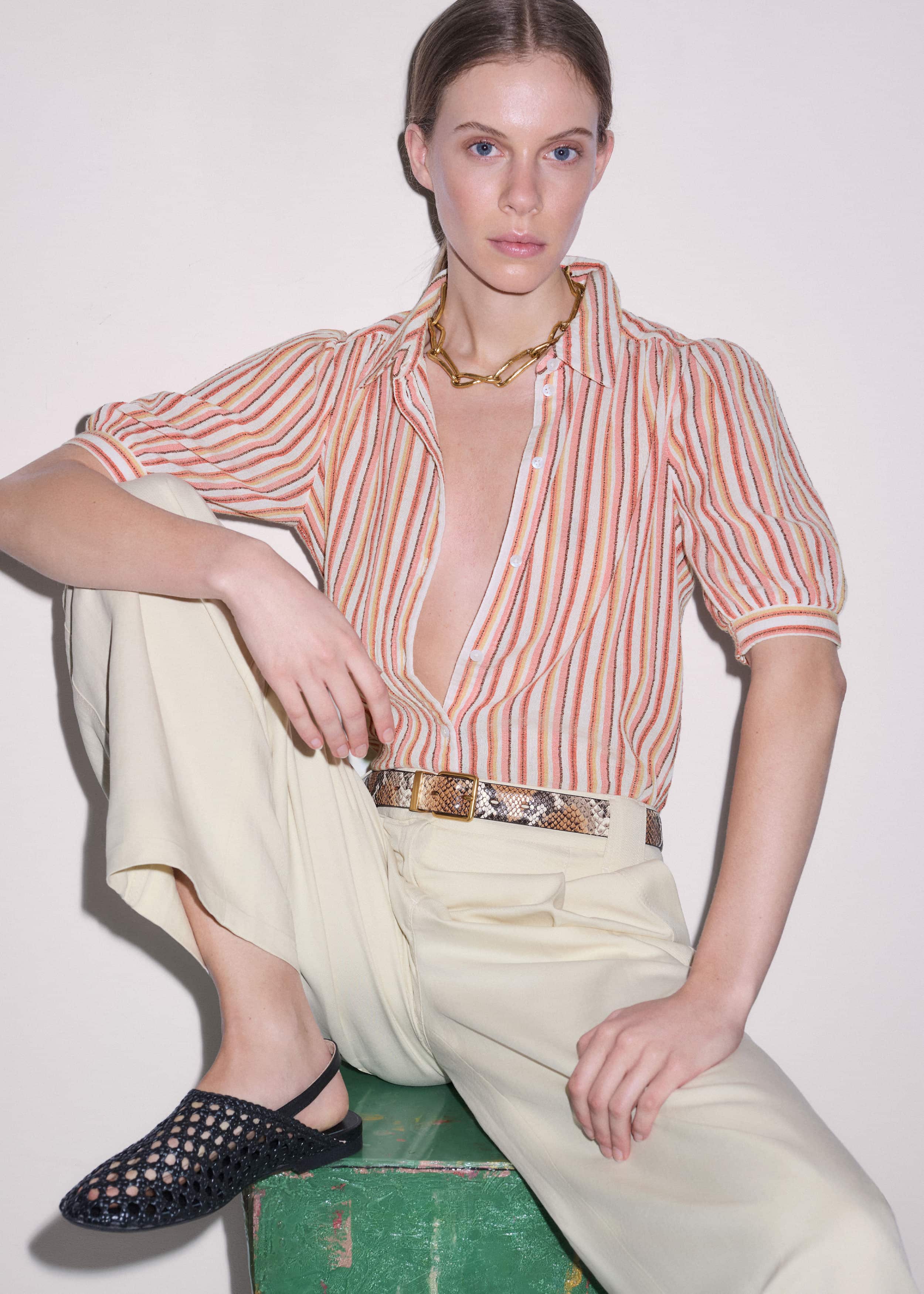 Pink Stripe Summer Blouse meandem