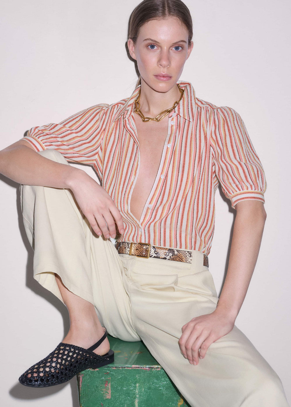 Pink Stripe Summer Blouse meandem