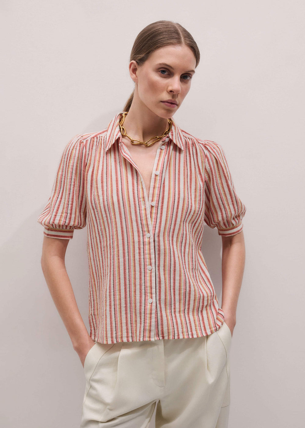 Pink Stripe Summer Blouse meandem