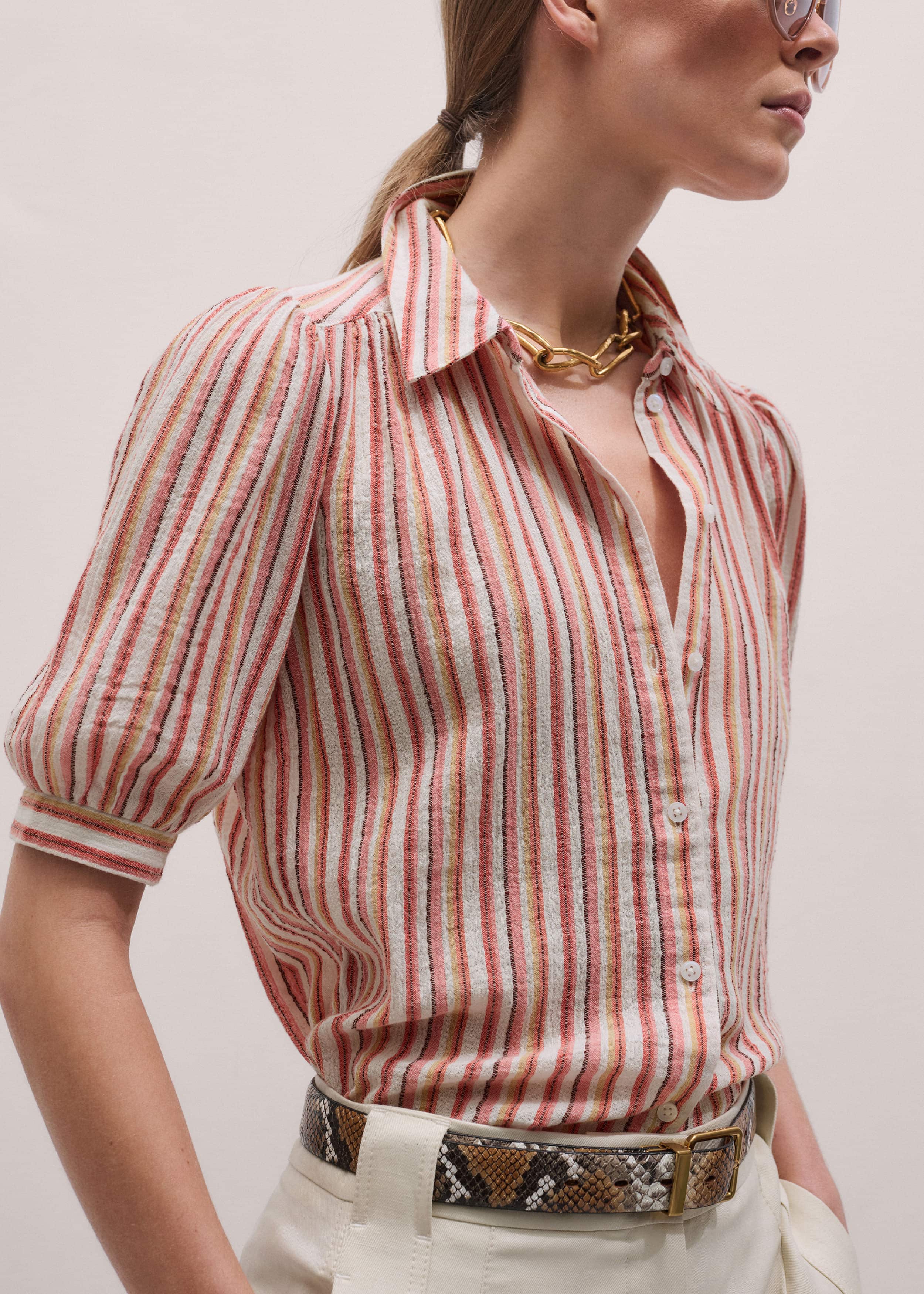 Pink Stripe Summer Blouse meandem