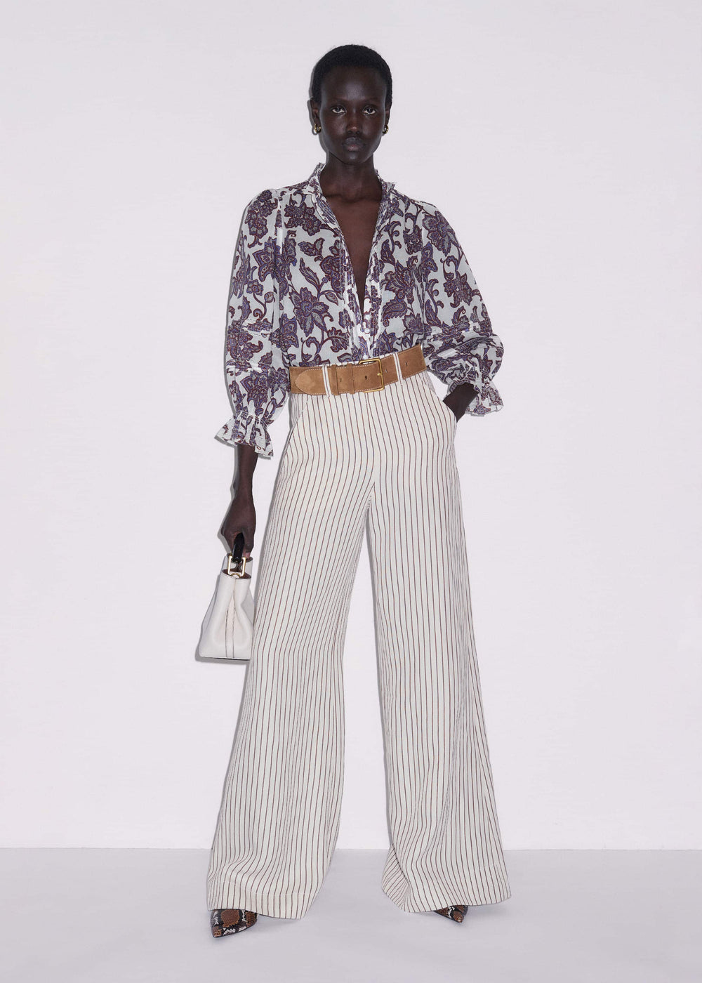Cream Floral Print Blouse meandem