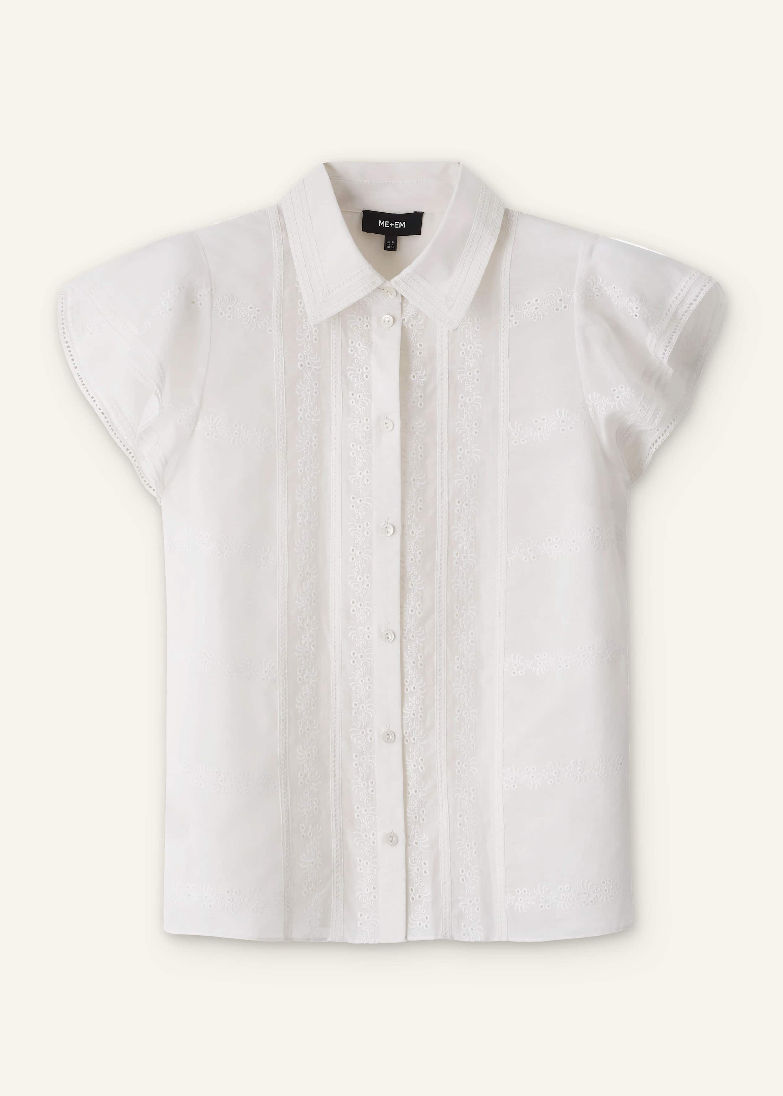 Cream Silk Cotton Embroidery Collar Swing Blouse meandem