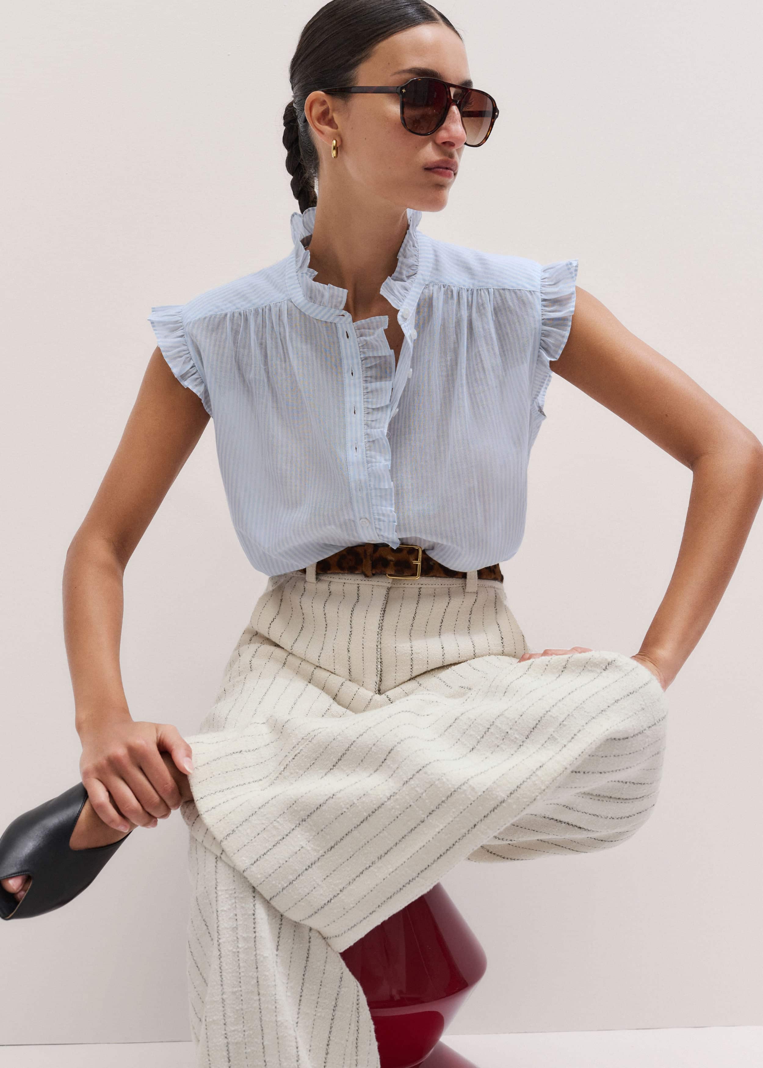 ME+EM's Blue Soft Stripe Blouse meandem