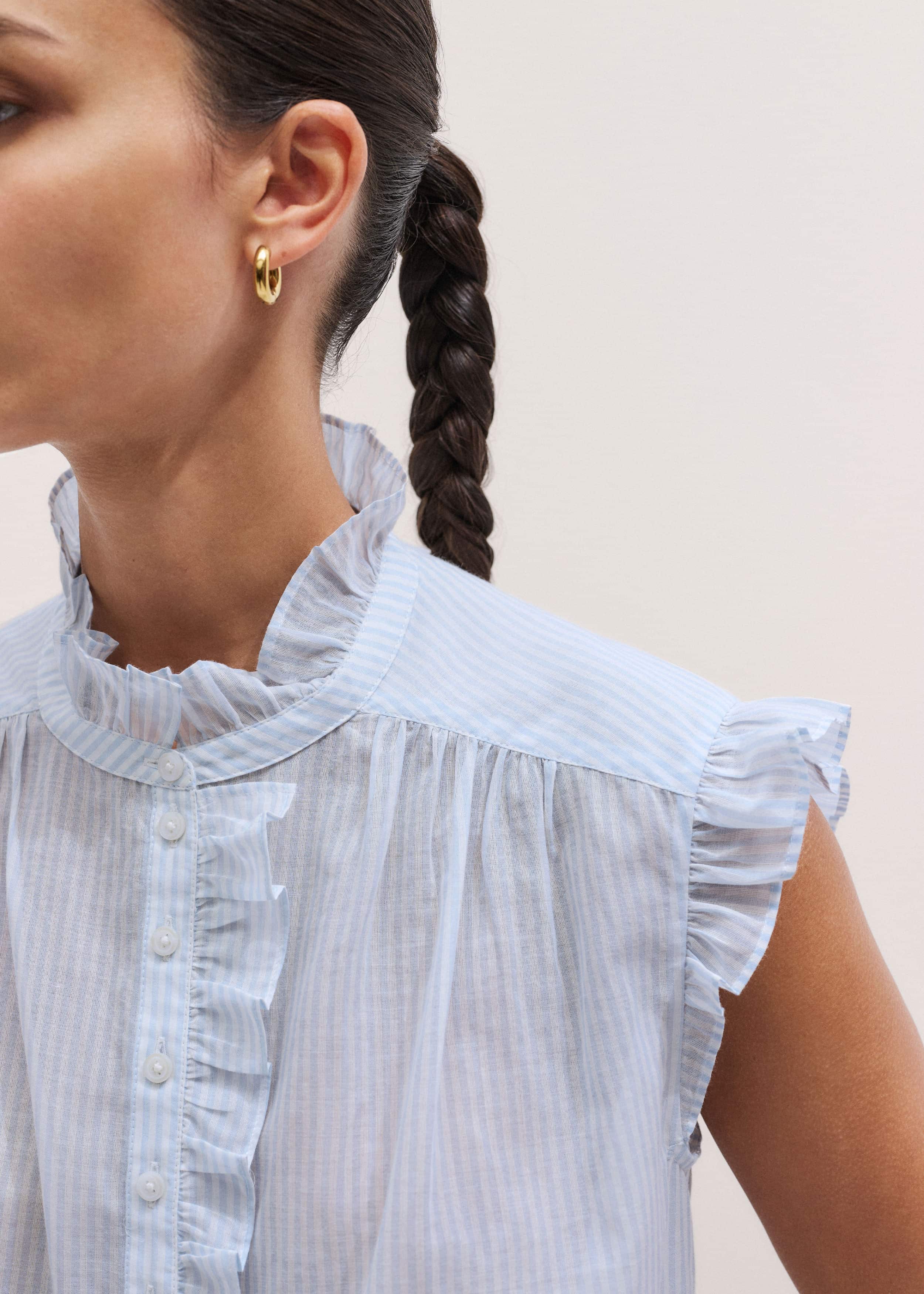 ME+EM's Blue Soft Stripe Blouse meandem