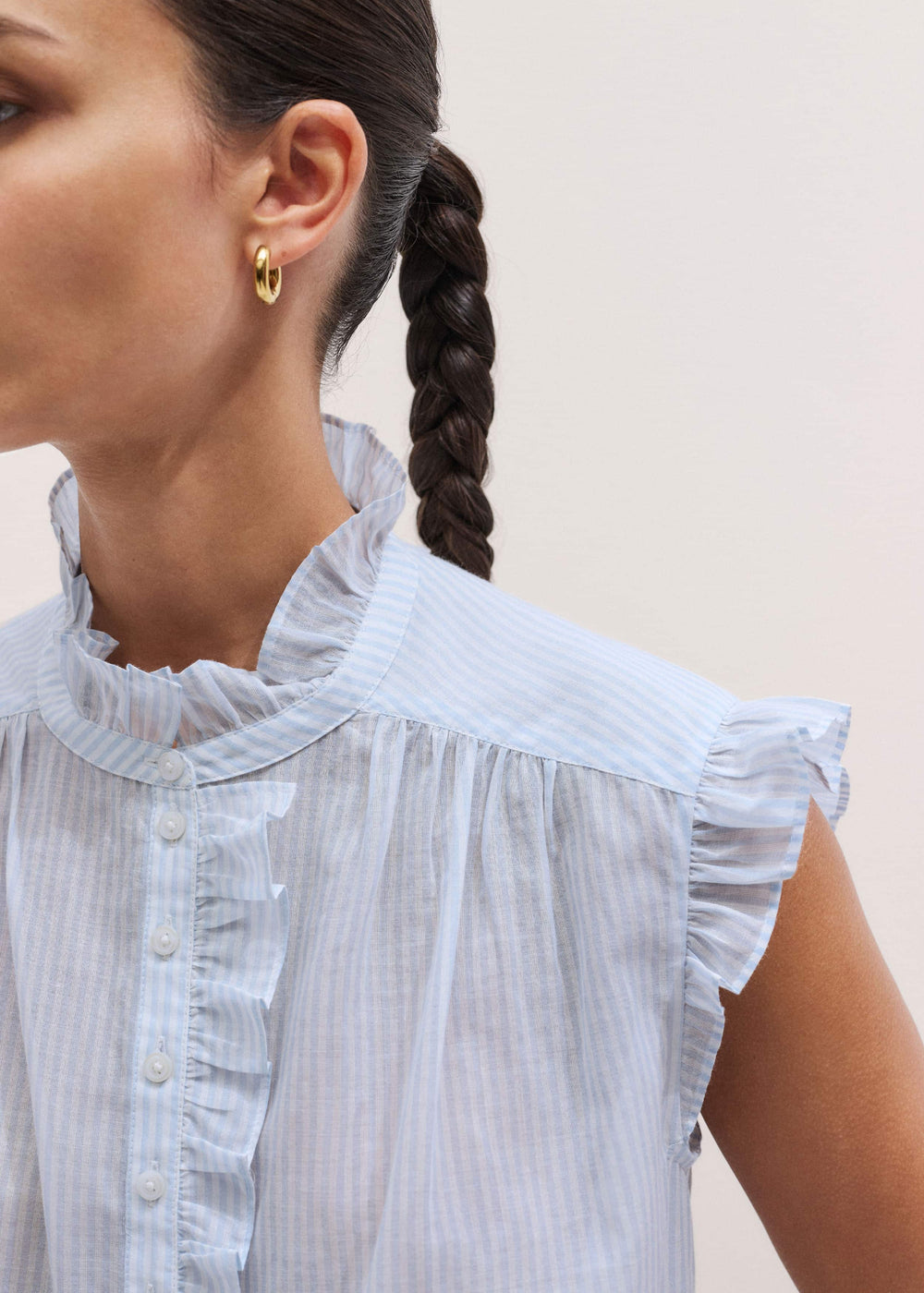 ME+EM's Blue Soft Stripe Blouse meandem