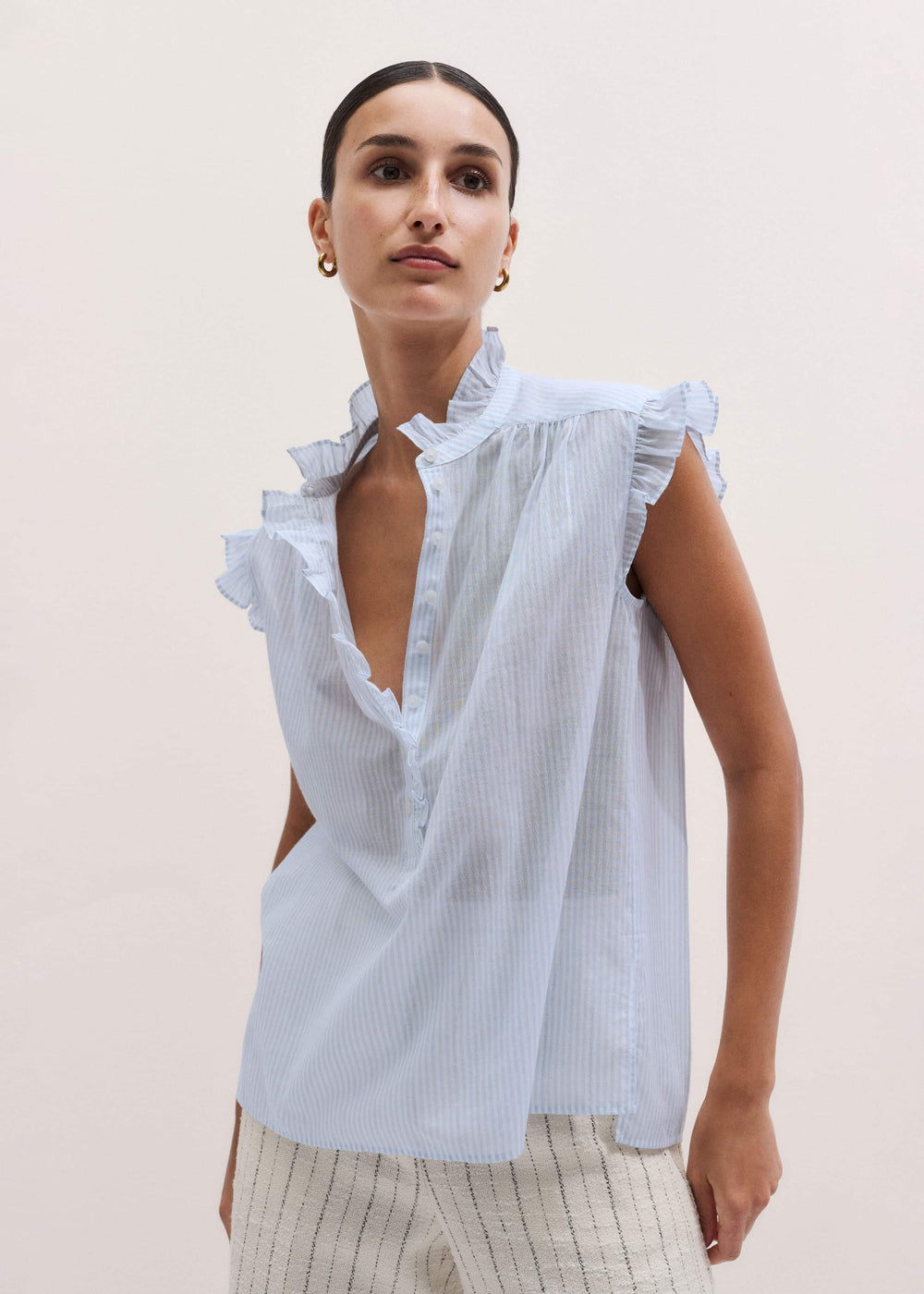 ME+EM's Blue Soft Stripe Blouse meandem