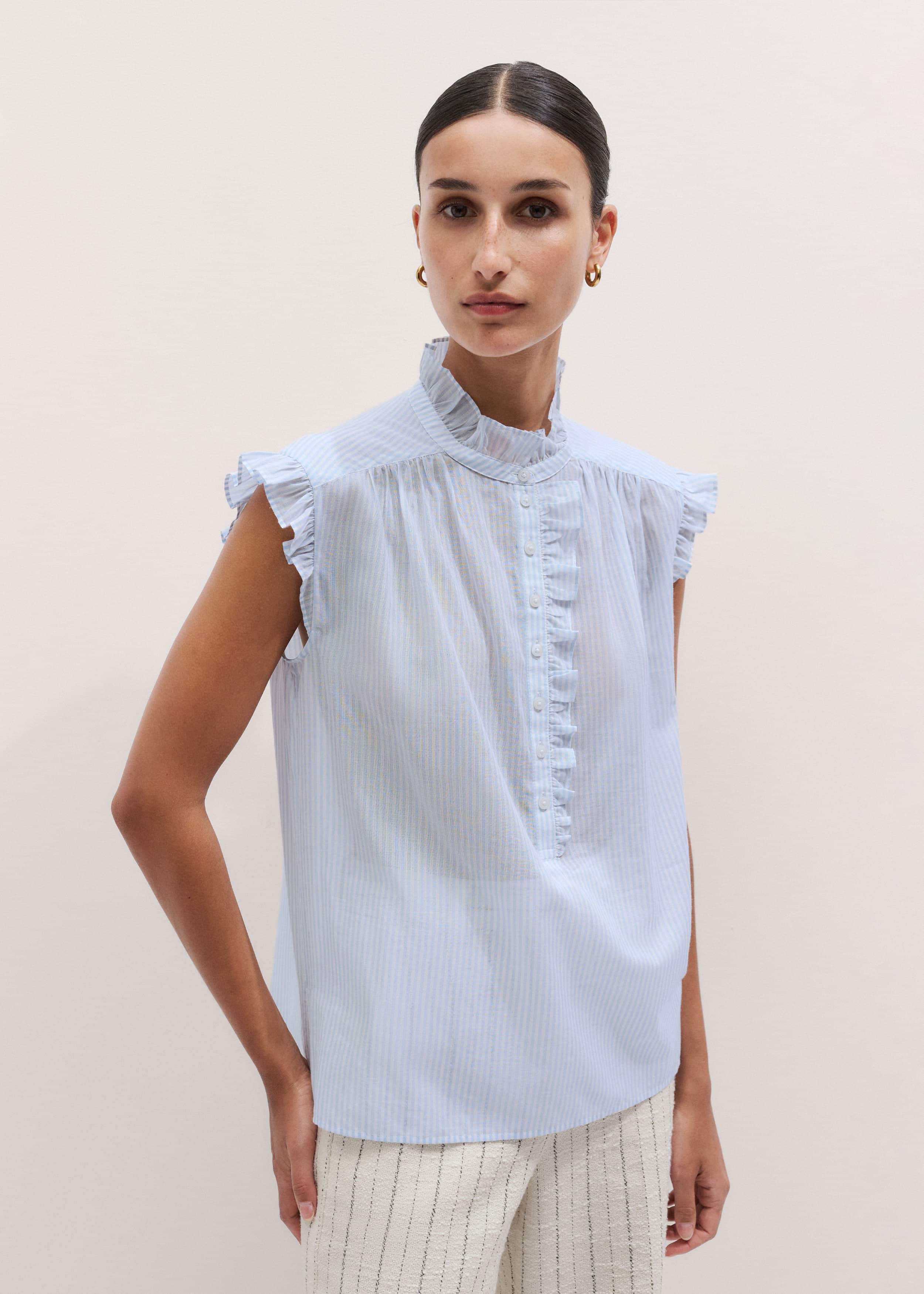 ME+EM's Blue Soft Stripe Blouse meandem