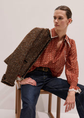 Orange Spaced Paisley Motif Print Blouse meandem