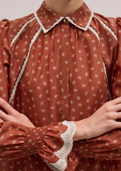 Orange Spaced Paisley Motif Print Blouse meandem