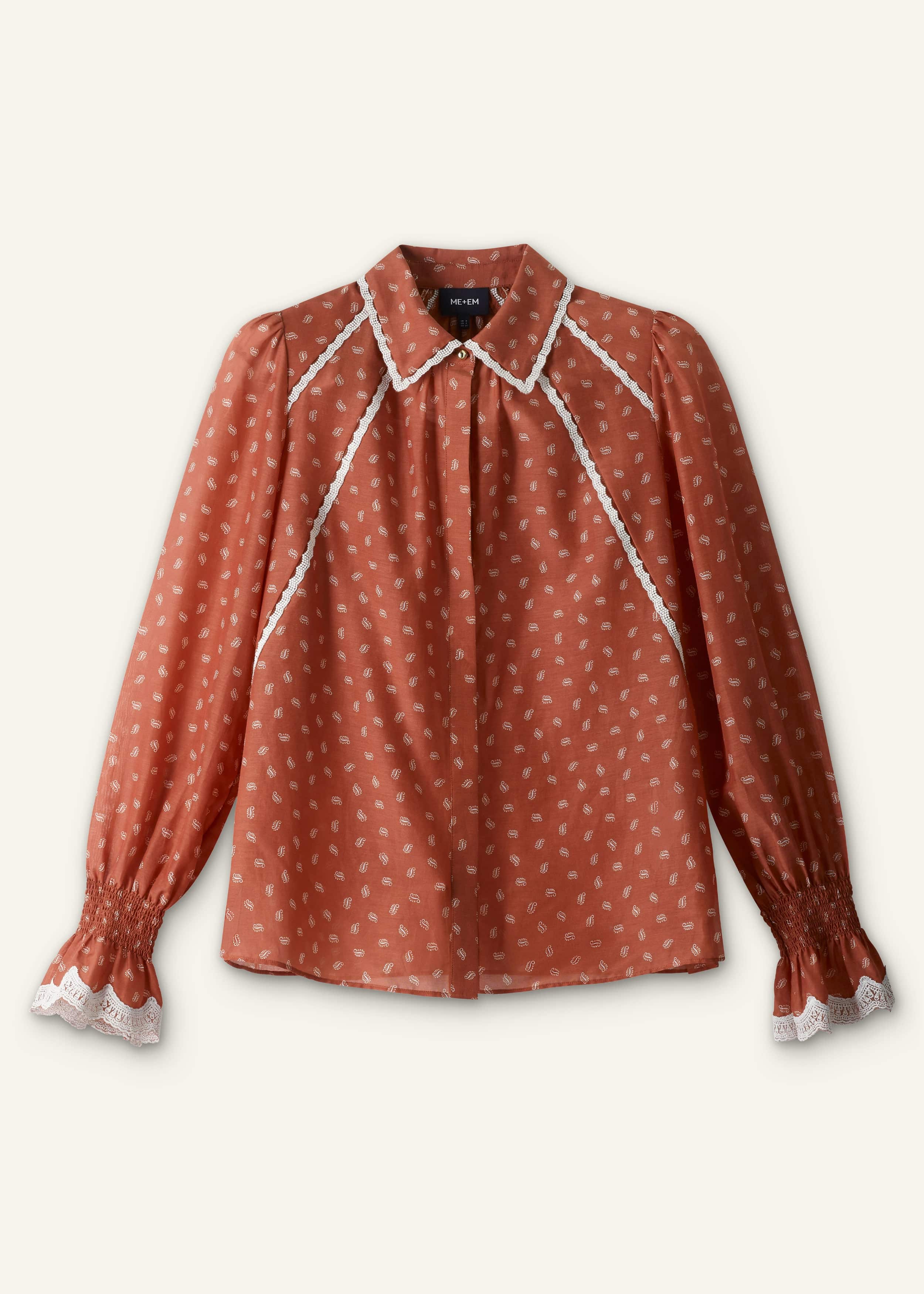 Orange Spaced Paisley Motif Print Blouse meandem