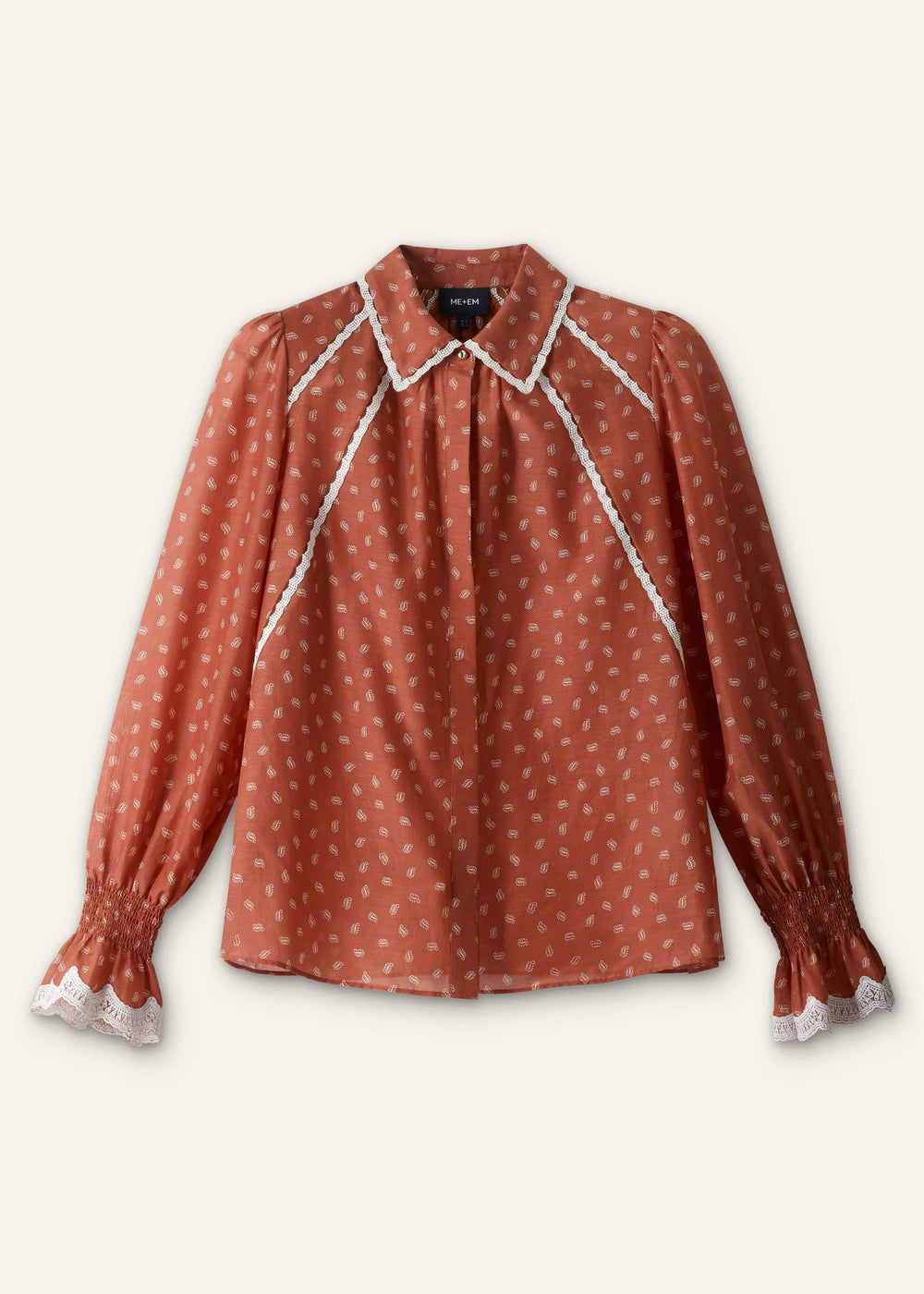 Orange Spaced Paisley Motif Print Blouse meandem