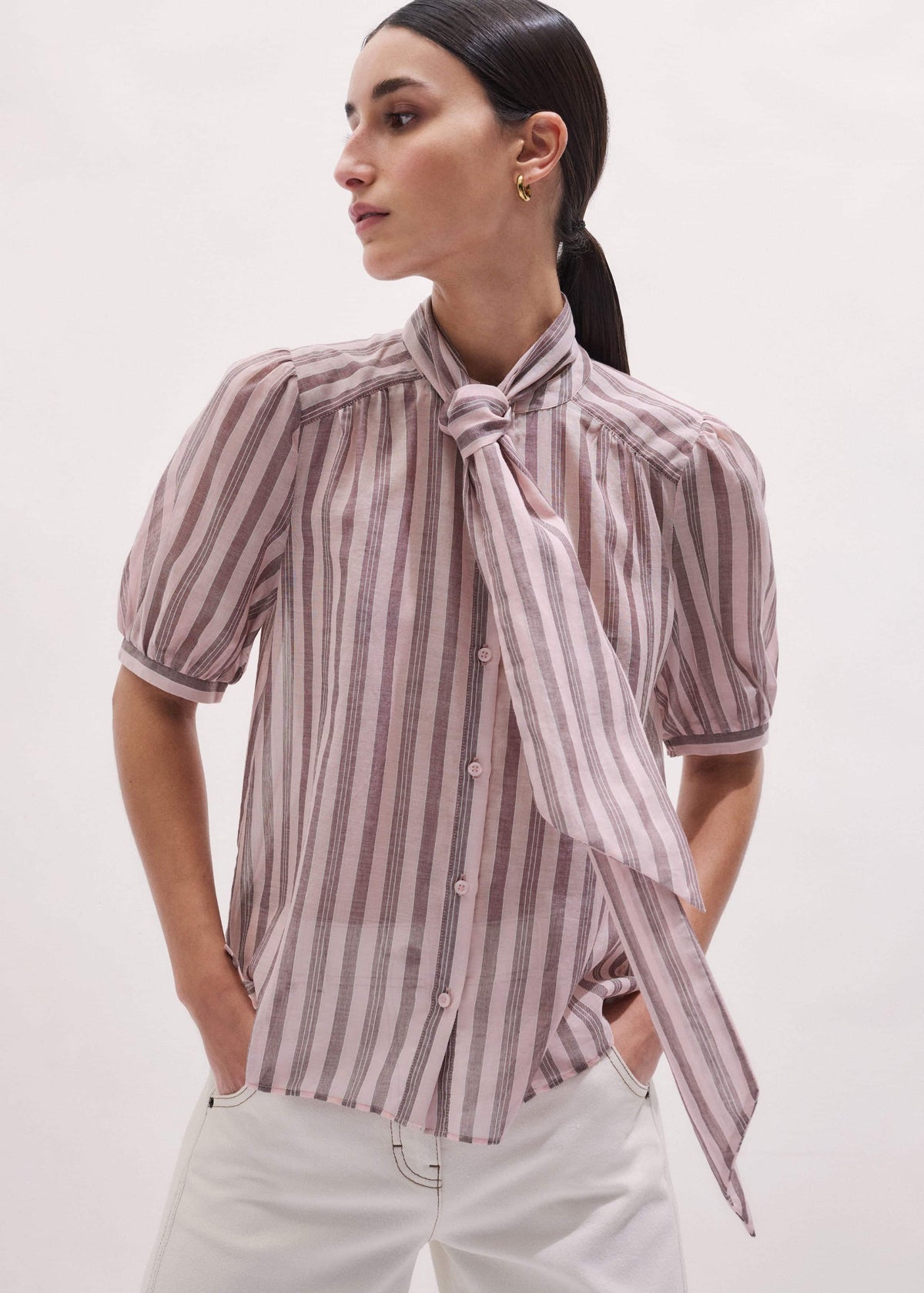 Pink Soft Stripe Blouse meandem