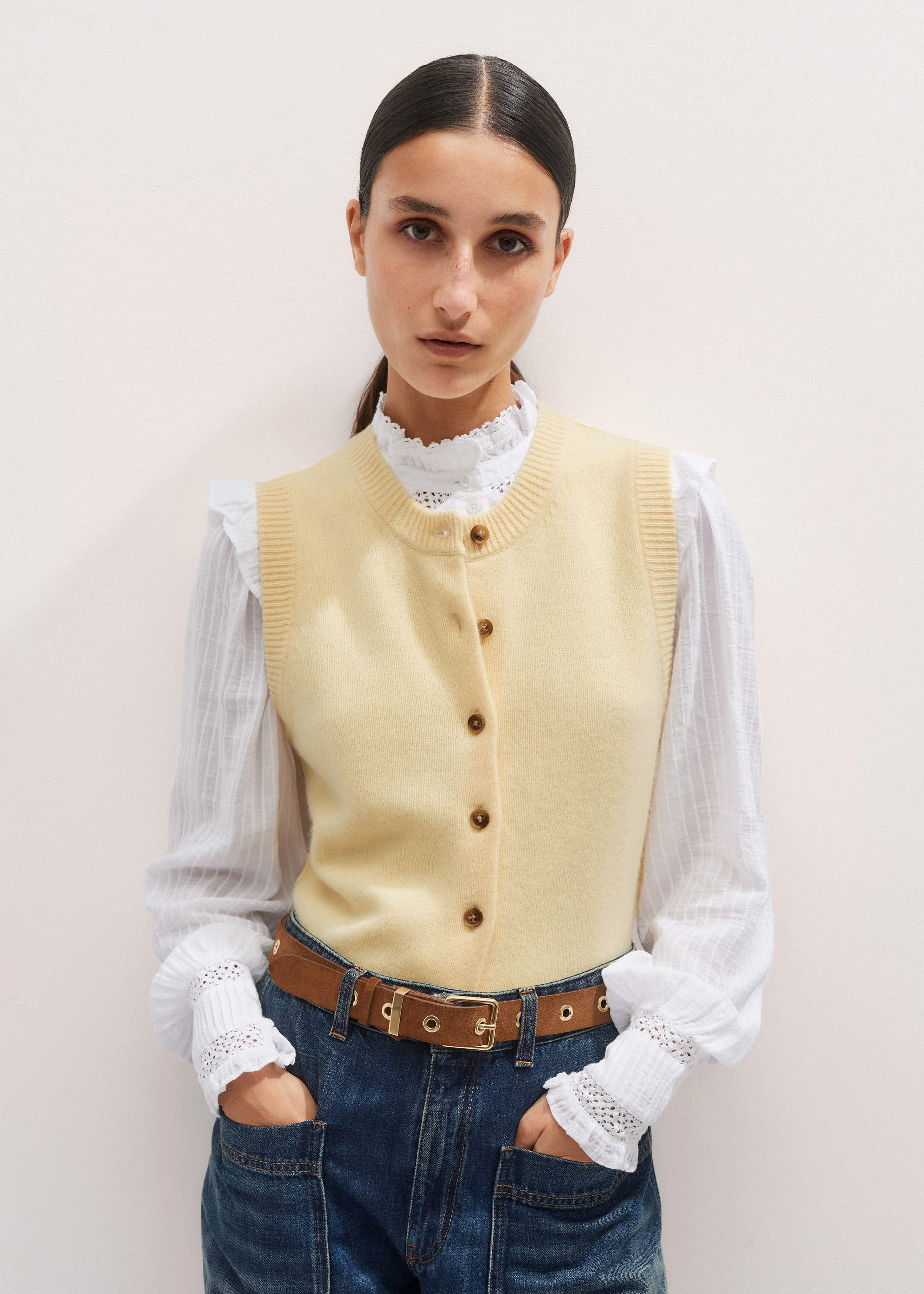 White Cotton + Lace Trim Blouse meandem