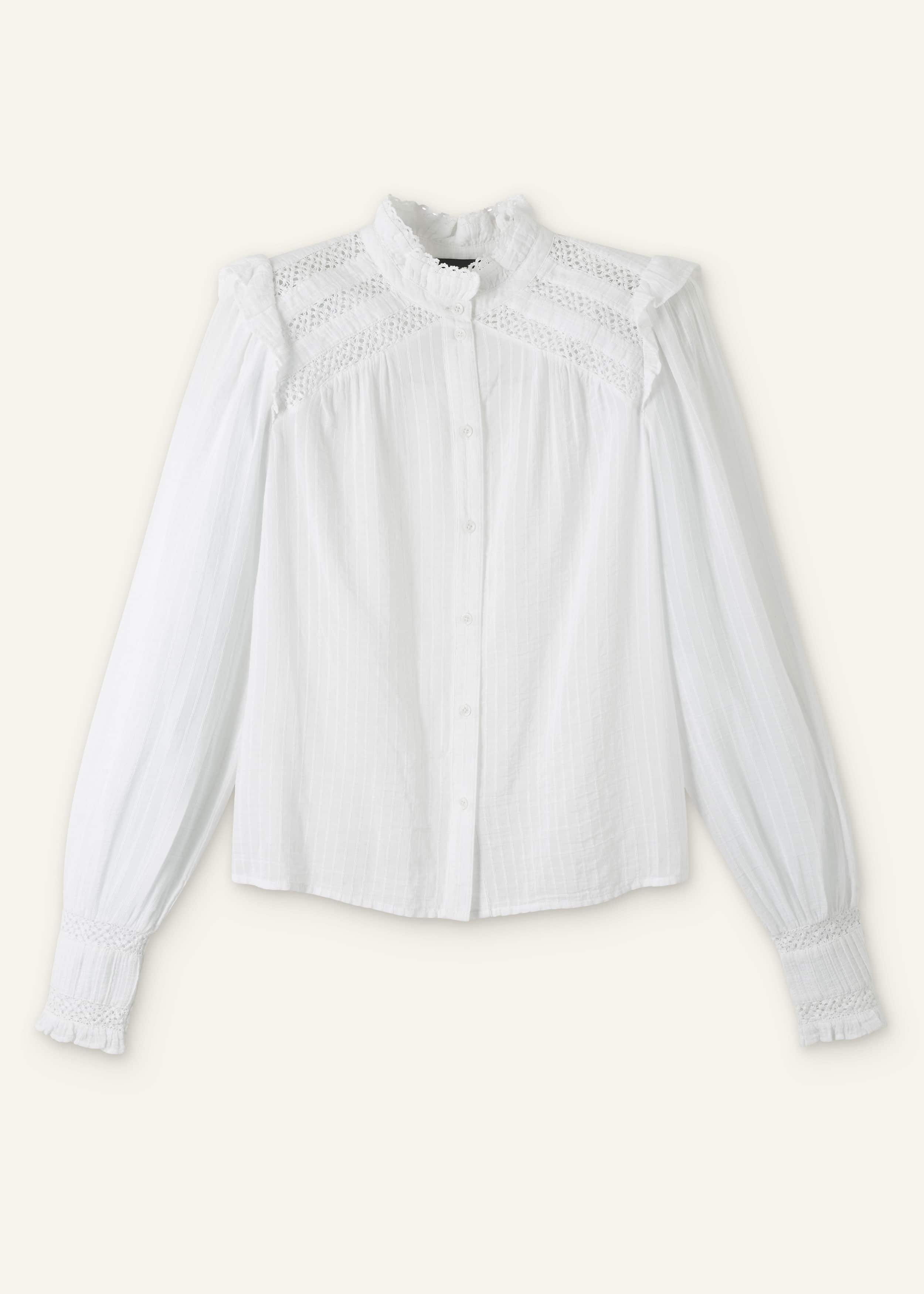 White Cotton + Lace Trim Blouse meandem