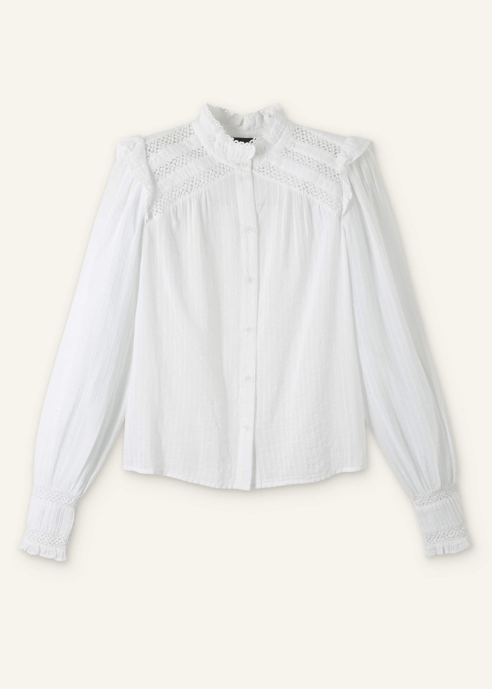 White Cotton + Lace Trim Blouse meandem