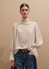 Cream Silk Delicate Cowl Neck Blouse meandem