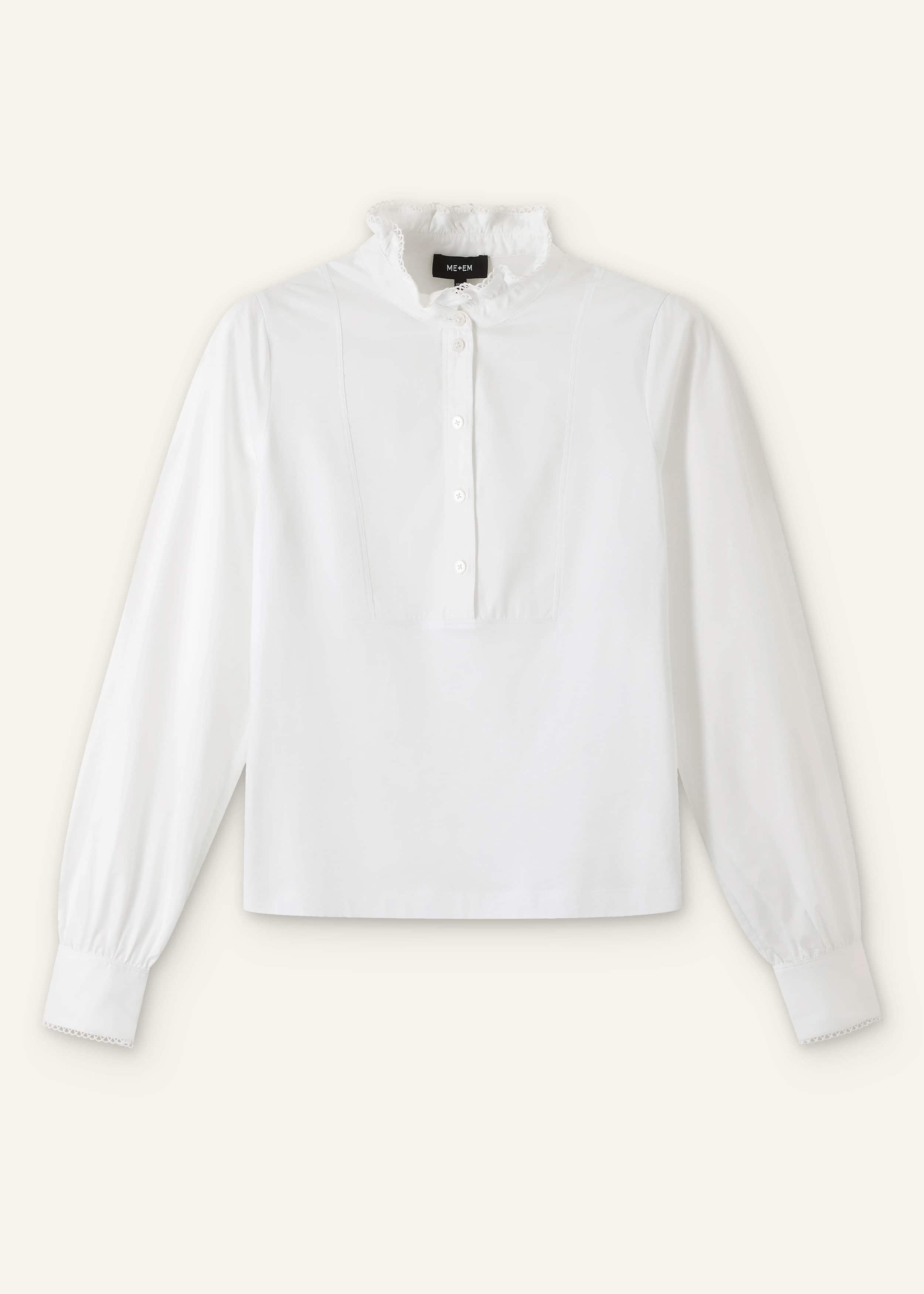 White Frill Neck Layering Blouse meandem
