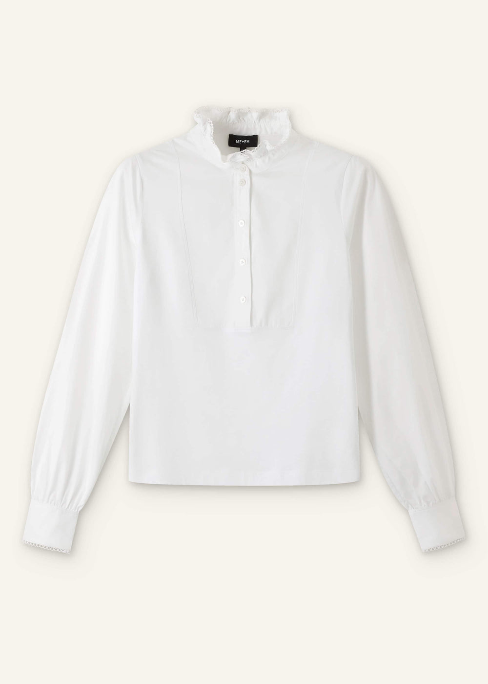 White Frill Neck Layering Blouse meandem