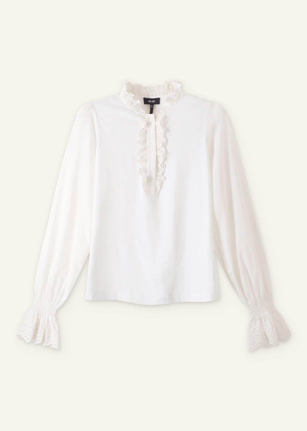 White Cotton Voile Broderie Layering Blouse meandem
