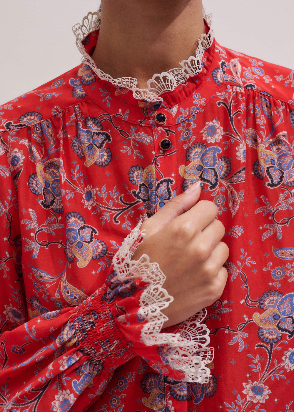 Orange Ornate Floral Paisley Print Blouse meandem