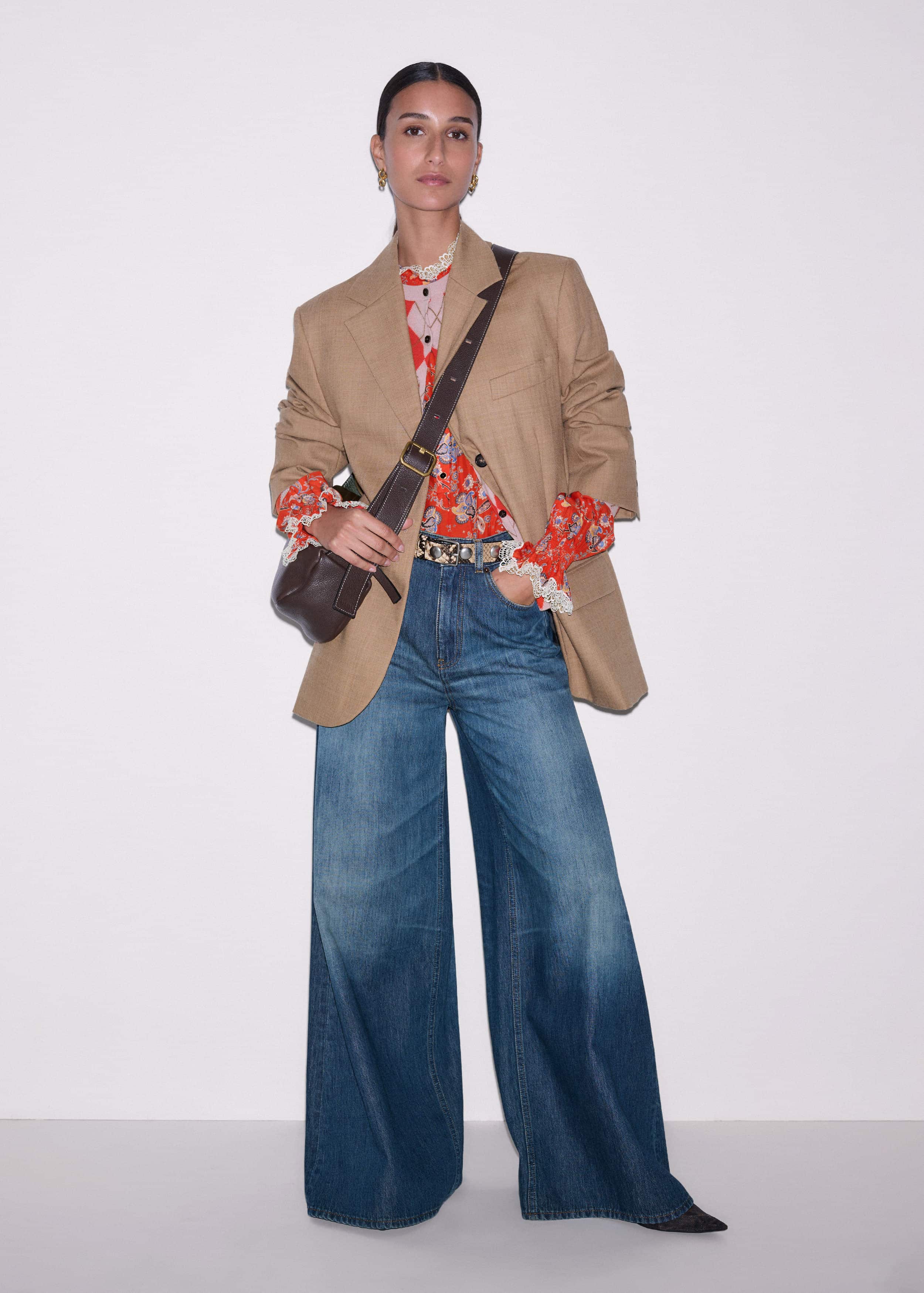 Orange Ornate Floral Paisley Print Blouse meandem