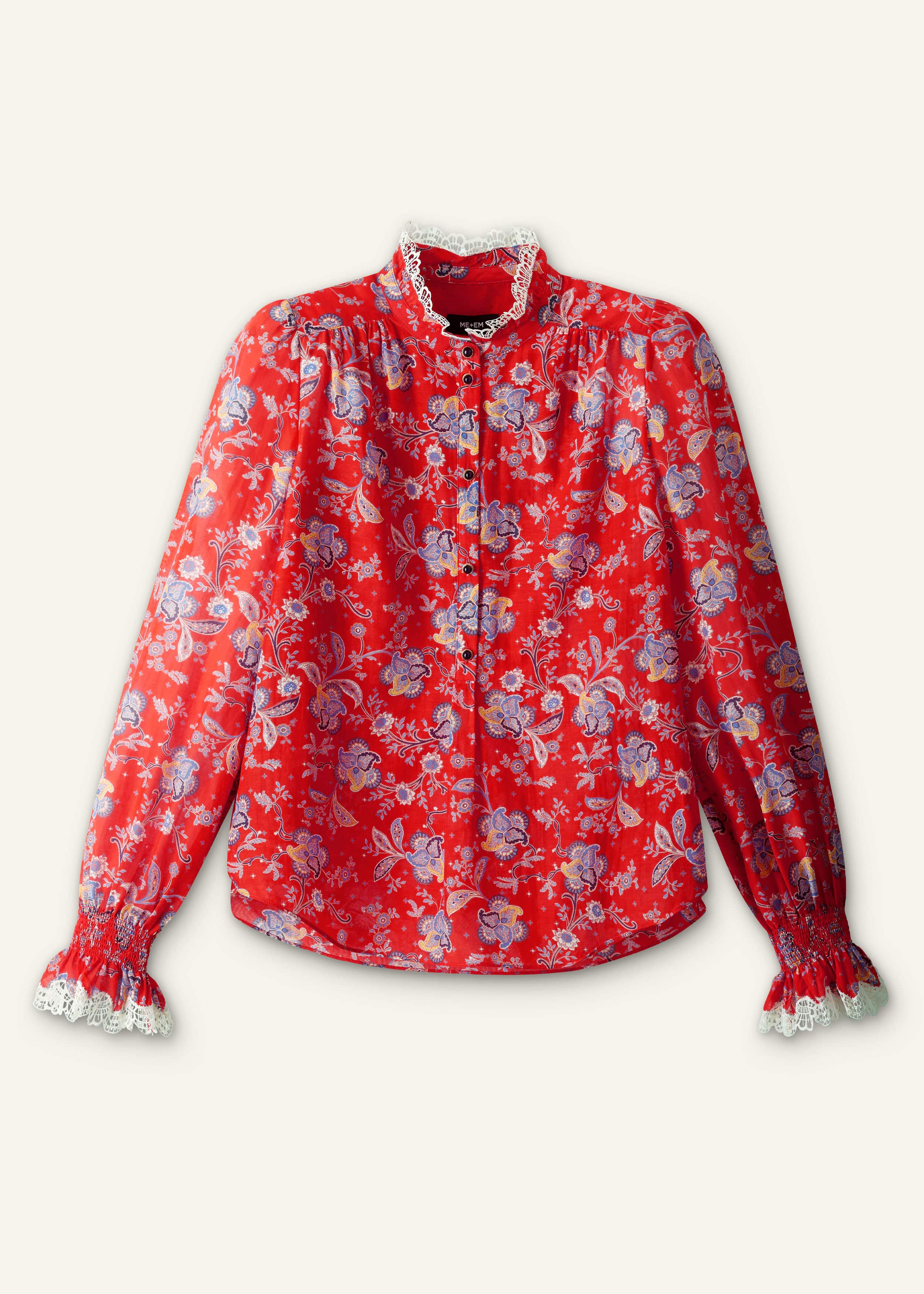 Orange Ornate Floral Paisley Print Blouse meandem
