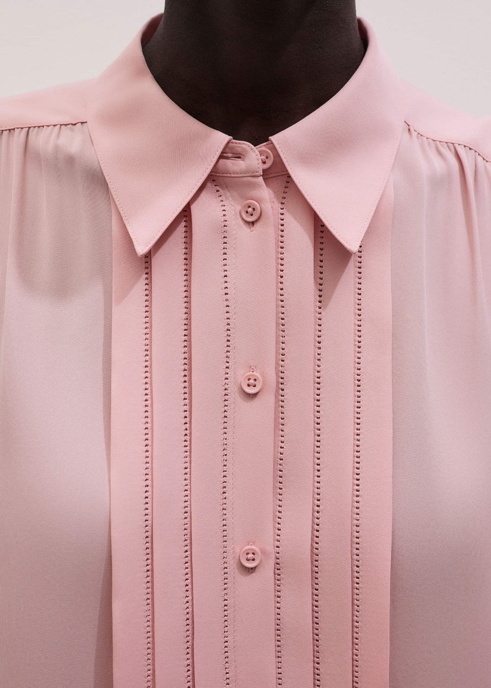 Pink Silk Feminine Embroidered Fluid Straight Blouse meandem