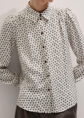 Cream Micro Paisley Print Blouse + Tie meandem