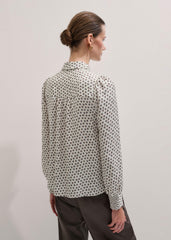 Cream Micro Paisley Print Blouse + Tie meandem