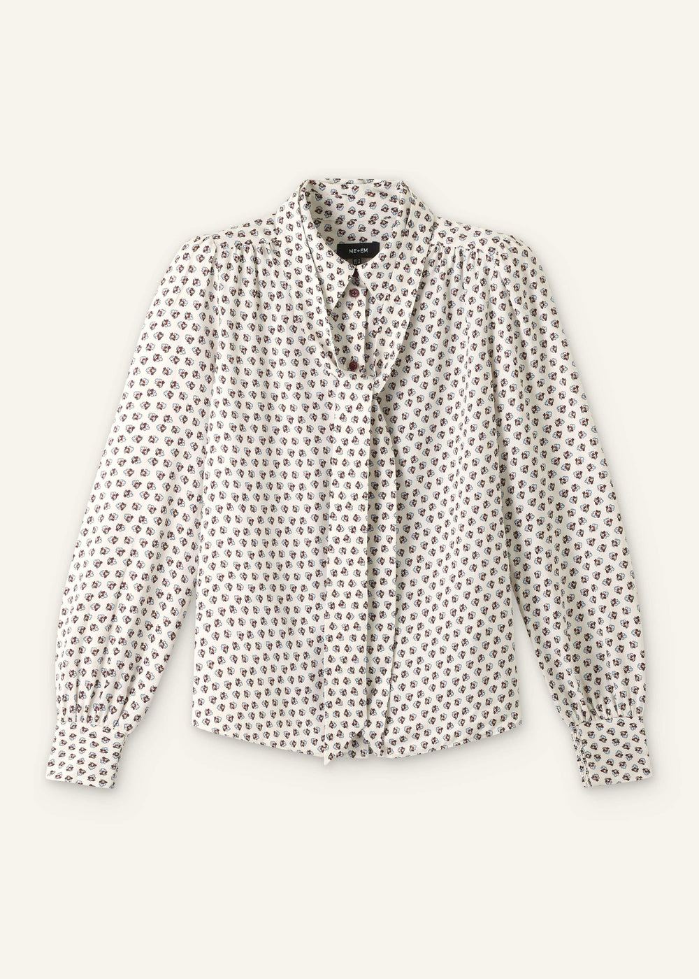 Cream Micro Paisley Print Blouse + Tie meandem