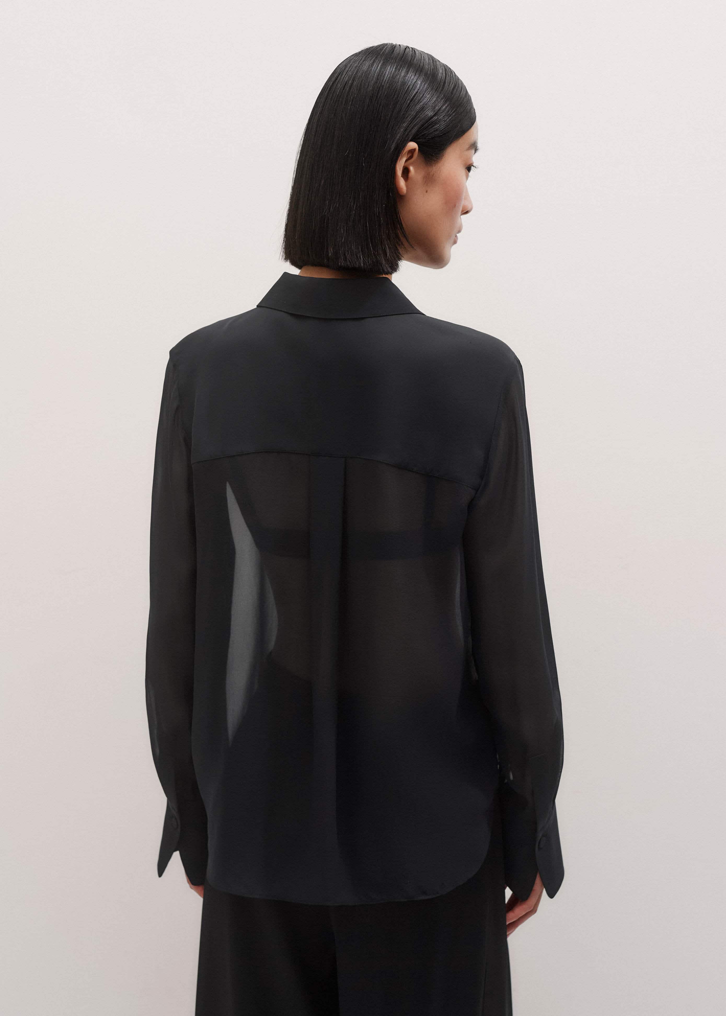 Black Sheer Silk Evening Blouse meandem