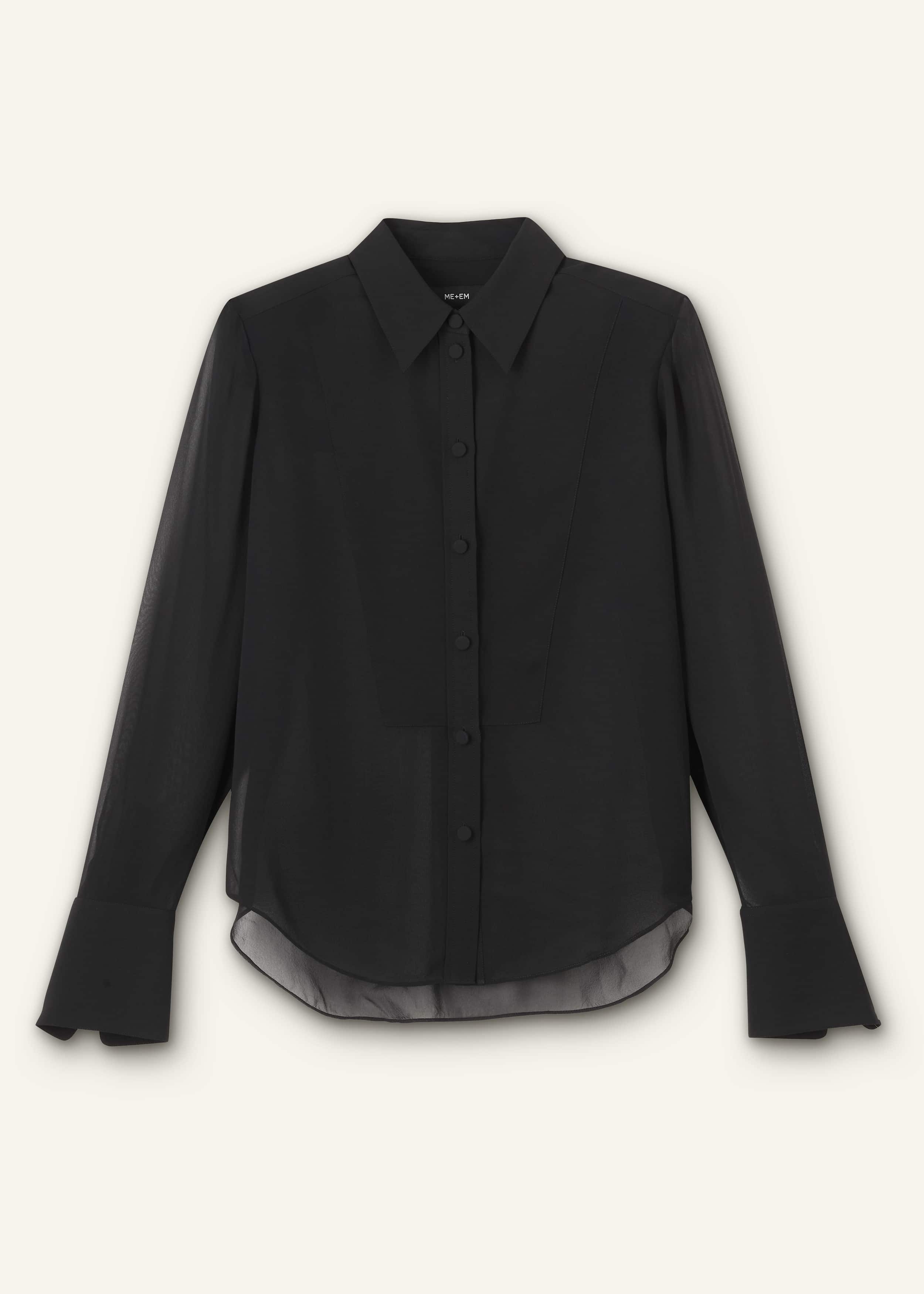Black Sheer Silk Evening Blouse meandem