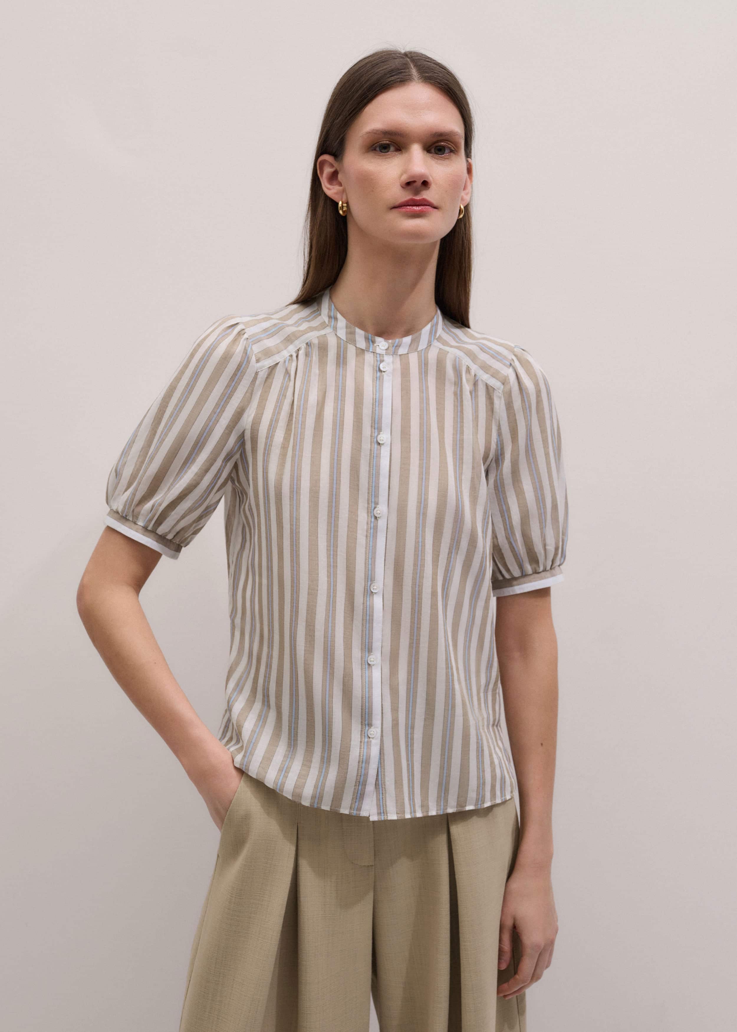 Brown Stripe Blouse + Tie meandem