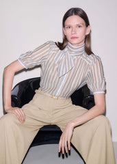 Brown Stripe Blouse + Tie meandem