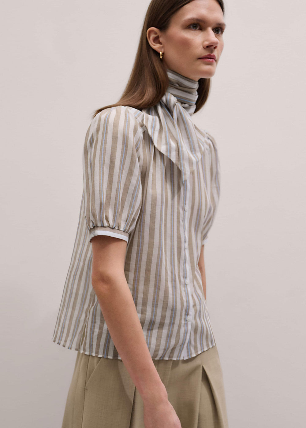 Brown Stripe Blouse + Tie meandem