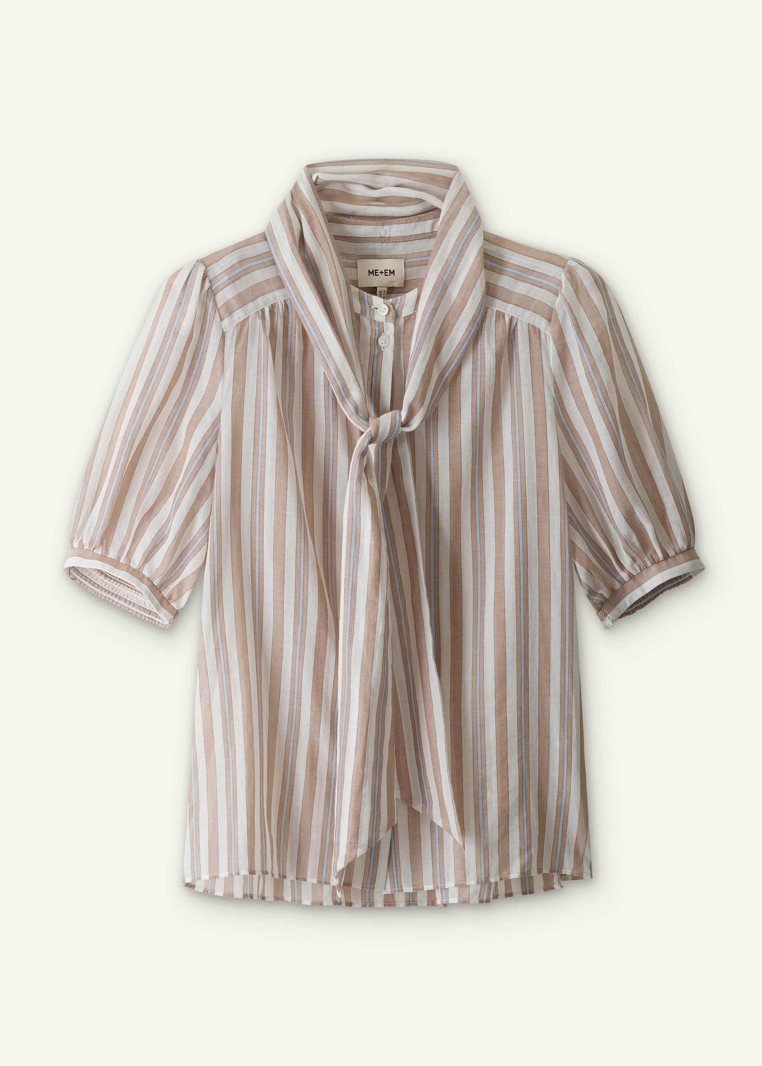 Brown Stripe Blouse + Tie meandem