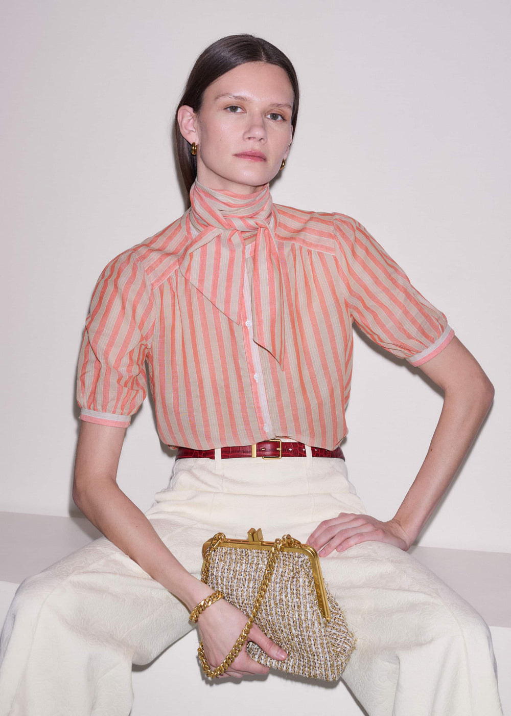 Orange Stripe Blouse + Tie meandem