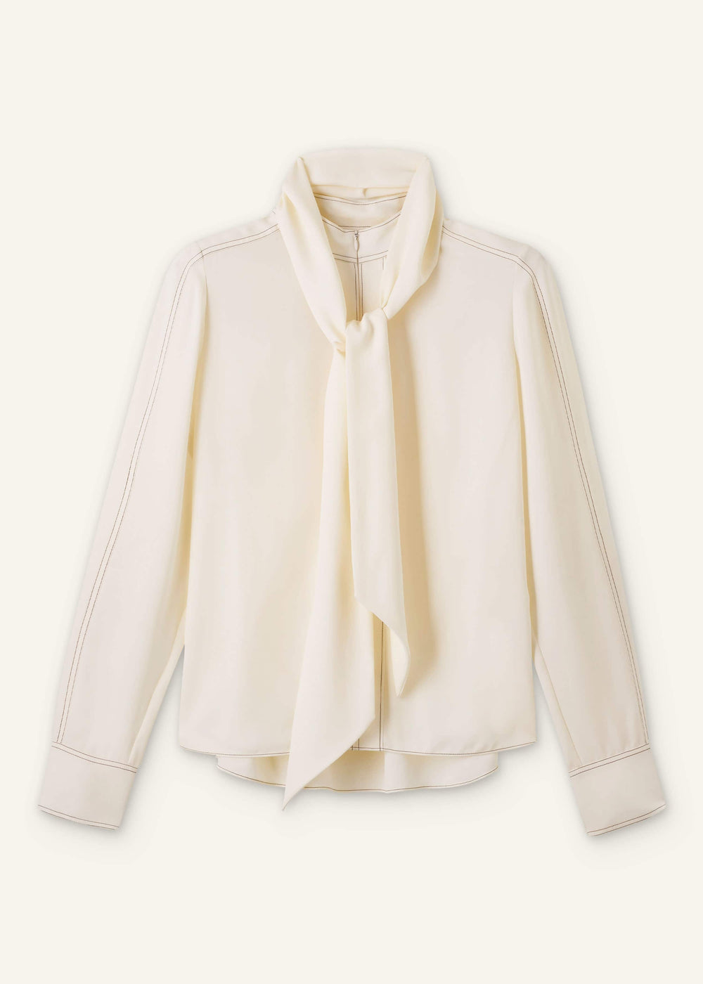Cream High Neck Blouse + Tie meandem