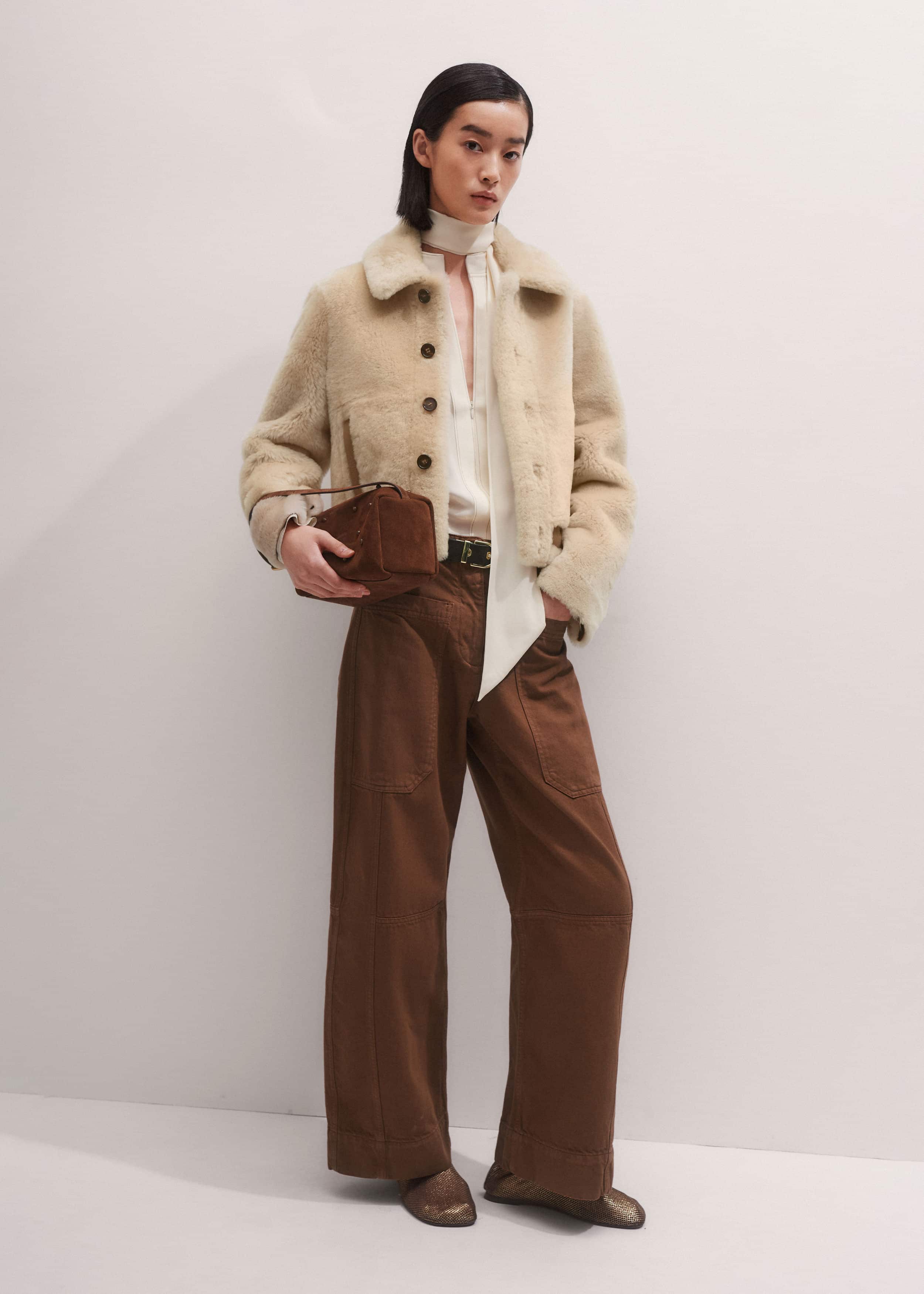 Cream High Neck Blouse + Tie meandem