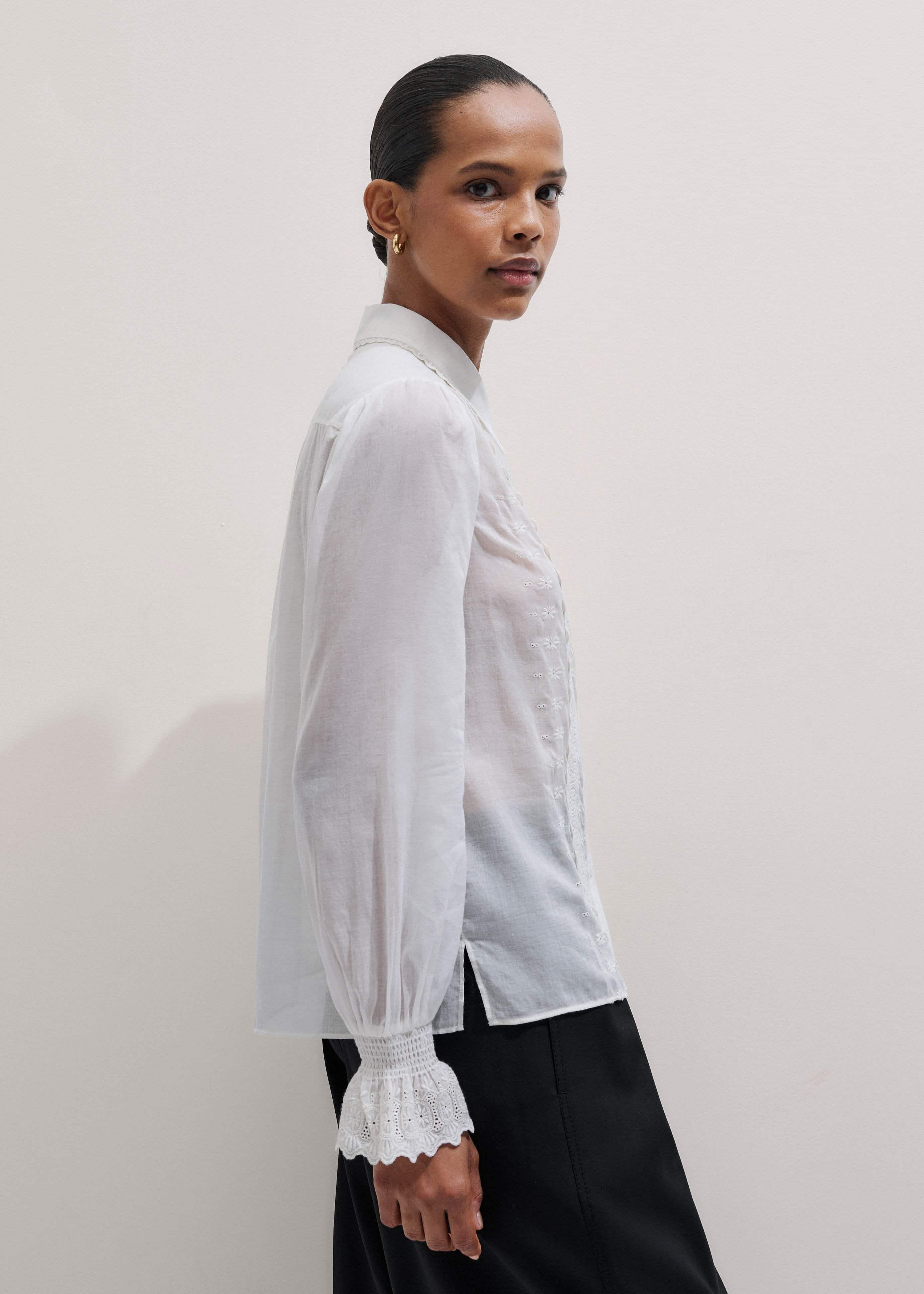 White Intricate Embroidery Blouse meandem