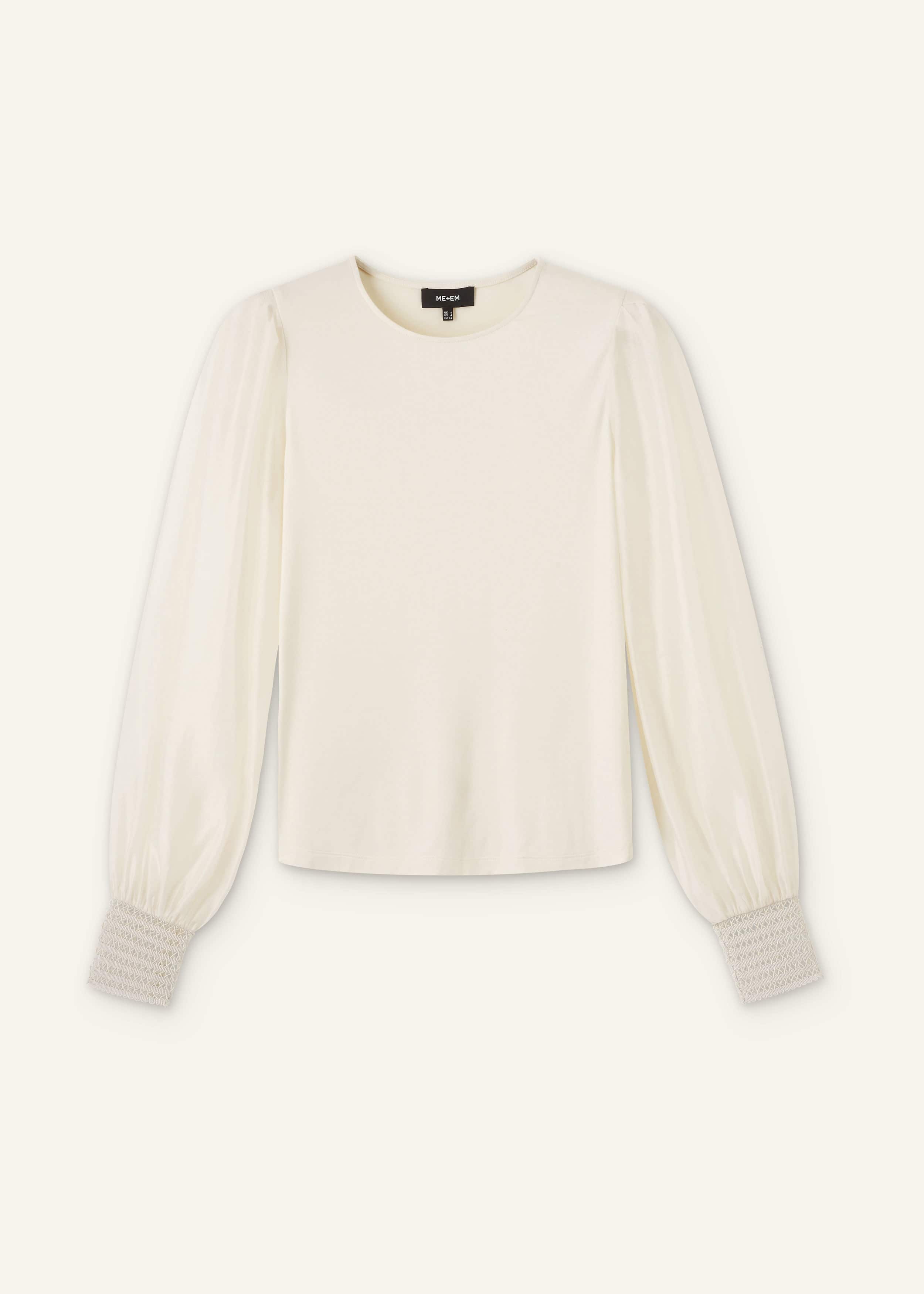 Cream Sheer Mixed Media Layering Blouse meandem
