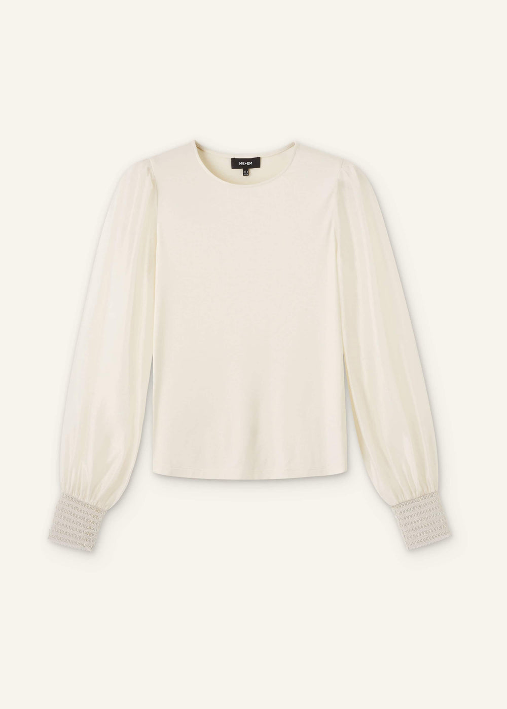 Cream Sheer Mixed Media Layering Blouse meandem