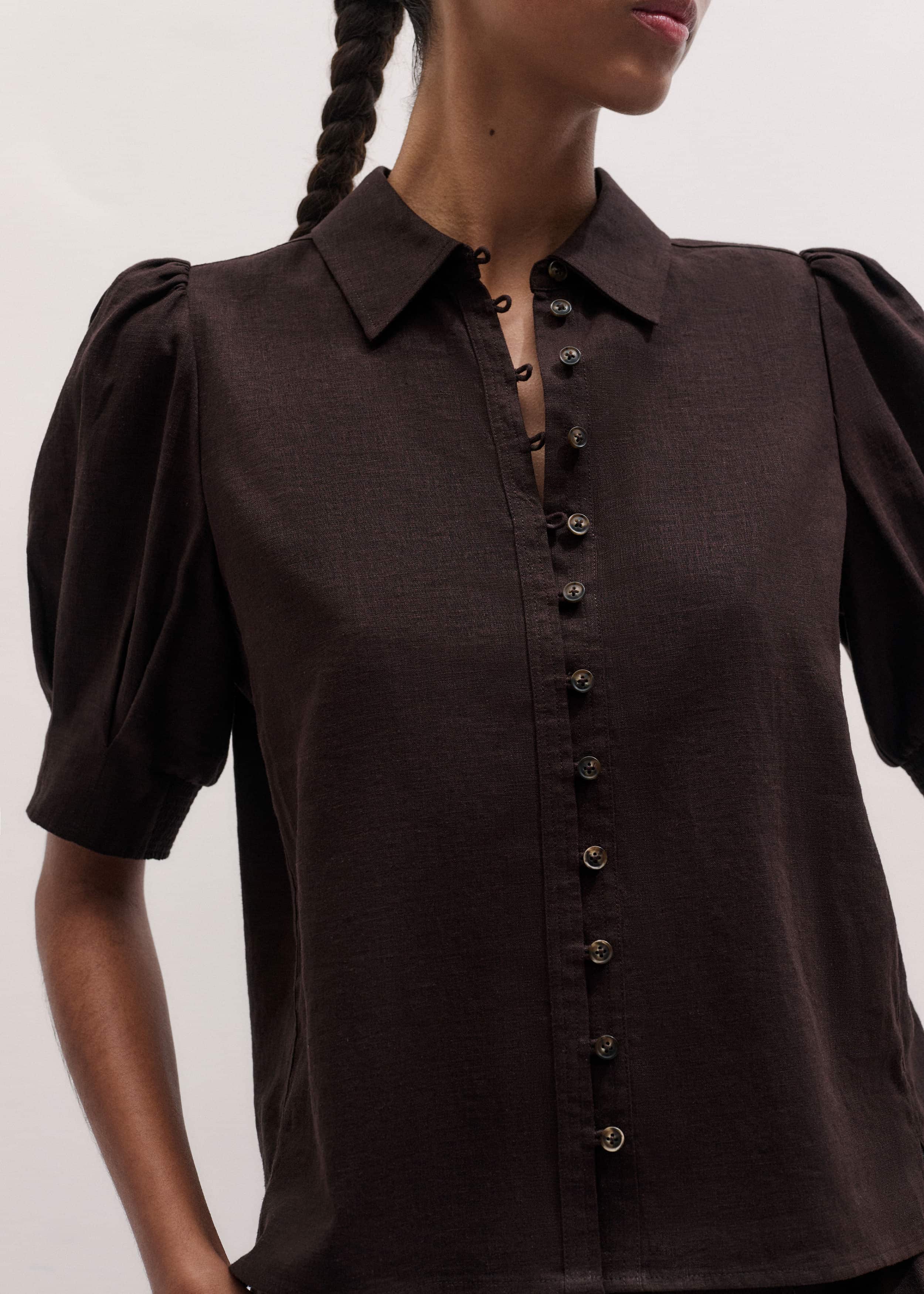 Brown Feminine Sleeve Blouse meandem