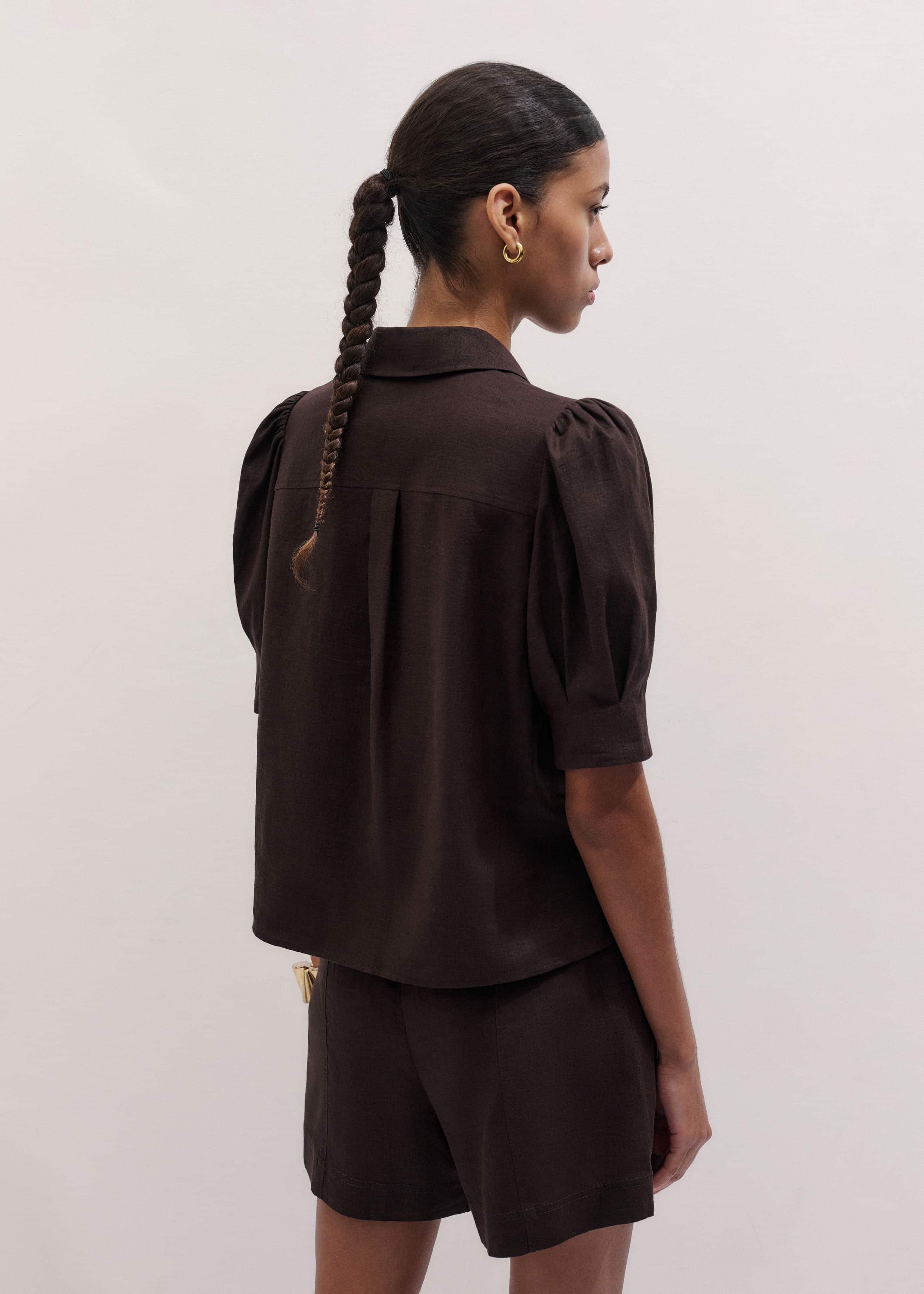 Brown Feminine Sleeve Blouse meandem